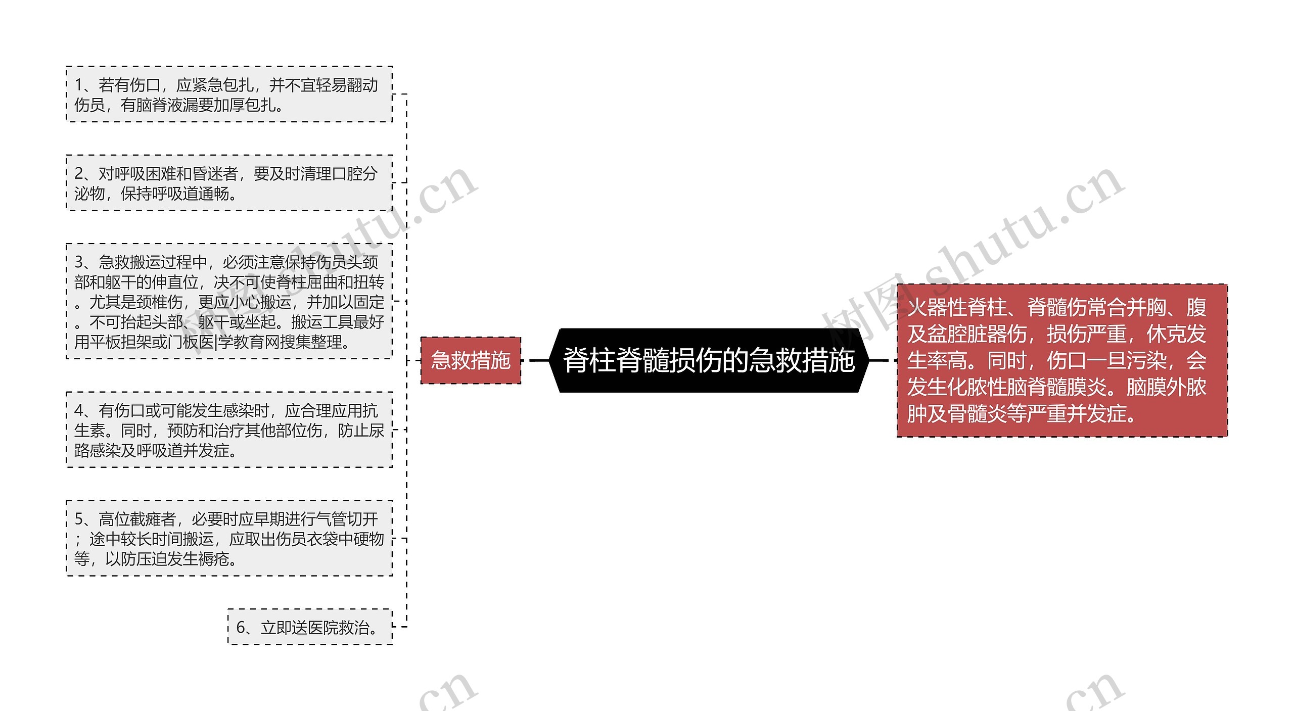 脊柱脊髓损伤的急救措施思维导图