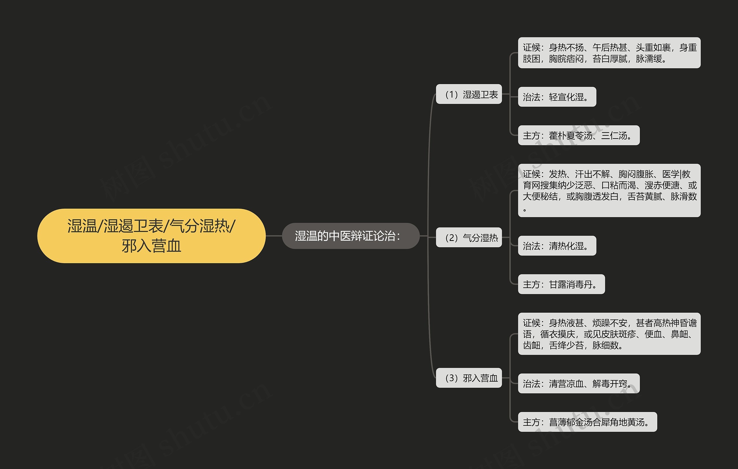 湿温/湿遏卫表/气分湿热/邪入营血