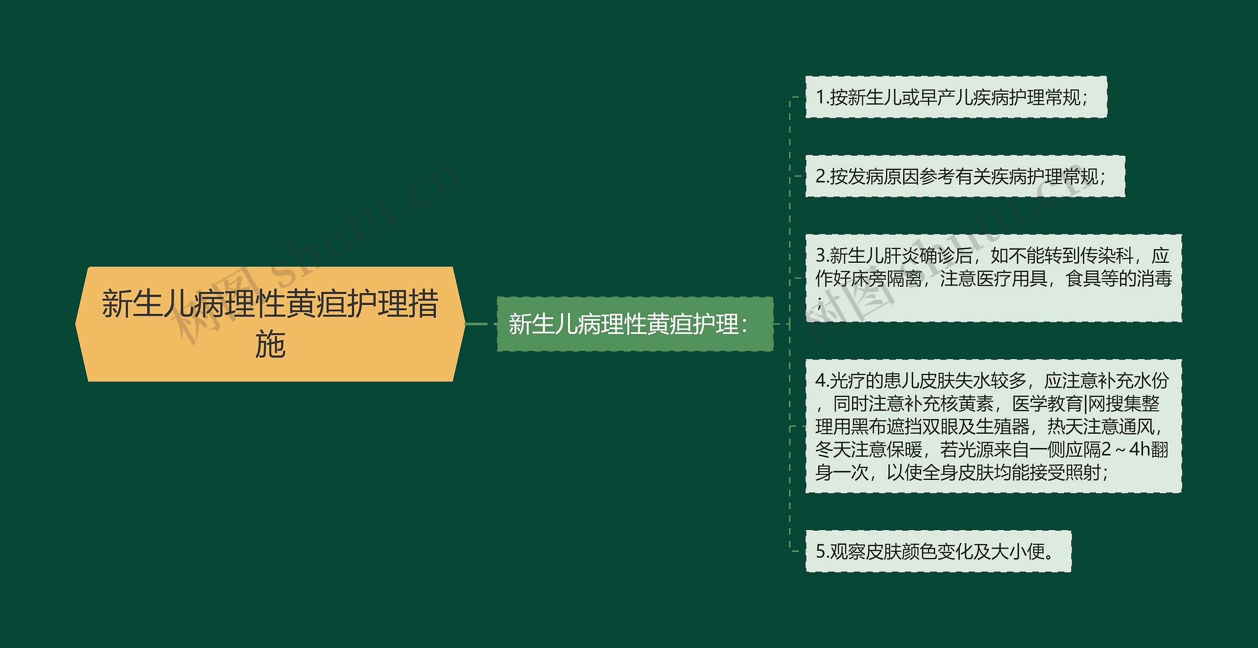 新生儿病理性黄疸护理措施思维导图