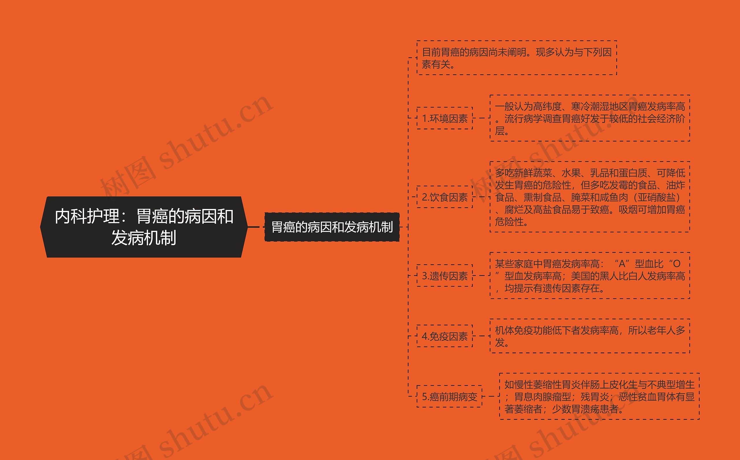 内科护理：胃癌的病因和发病机制思维导图