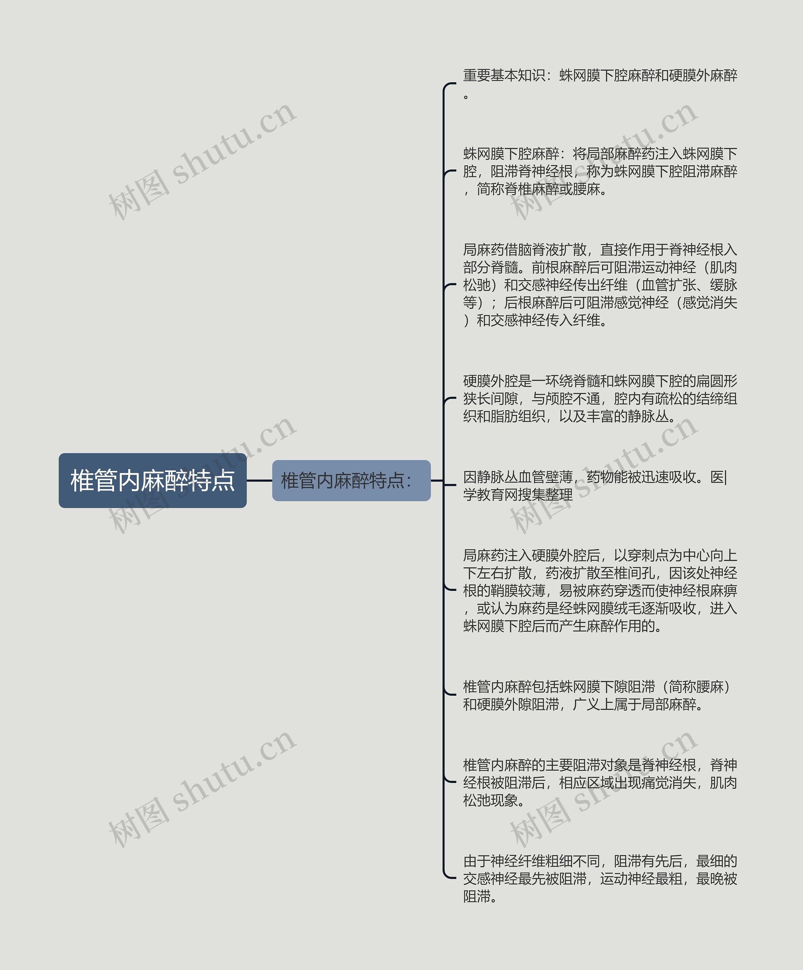 椎管内麻醉特点思维导图