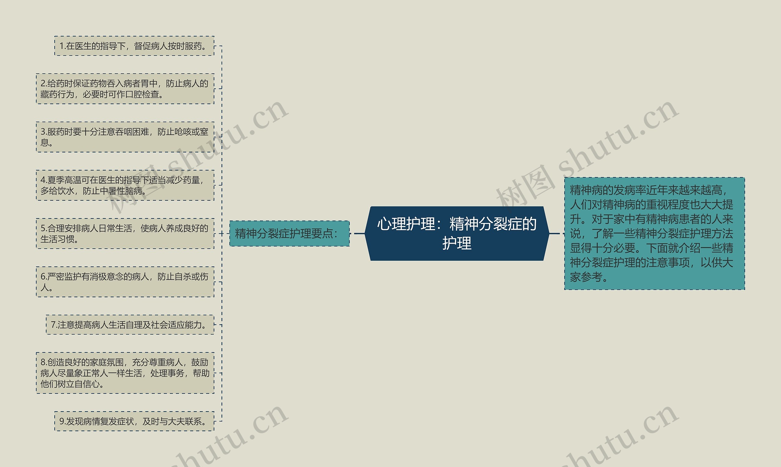 心理护理：精神分裂症的护理思维导图