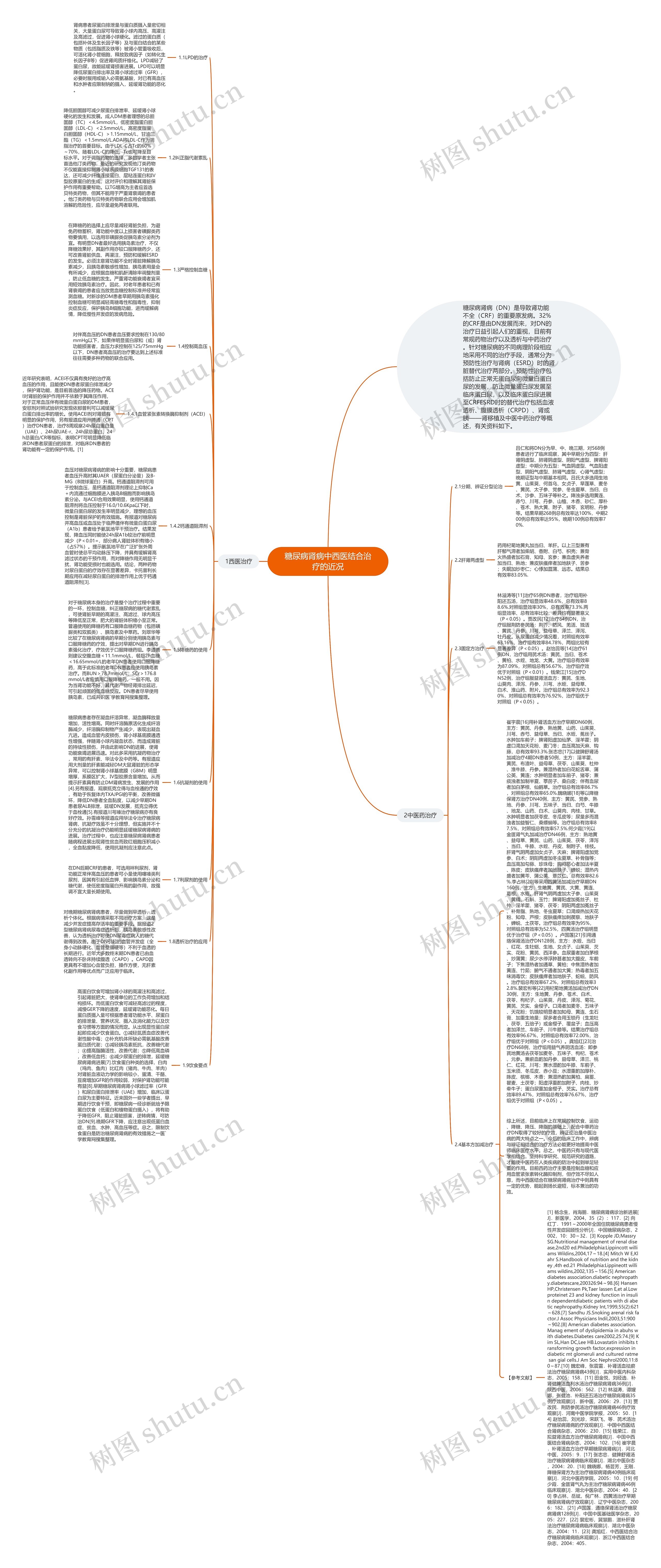 糖尿病肾病中西医结合治疗的近况思维导图