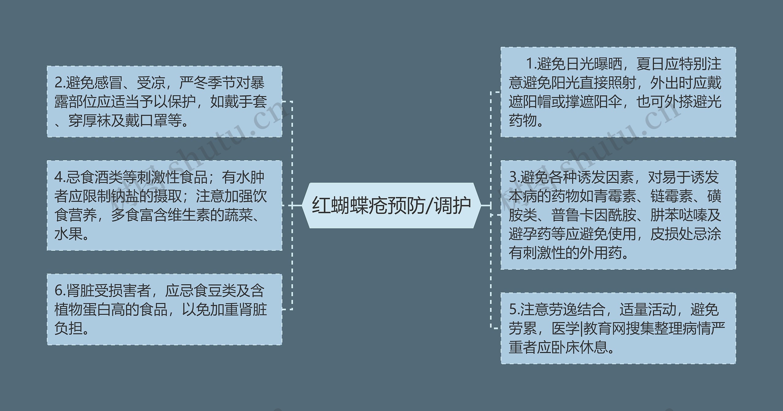 红蝴蝶疮预防/调护思维导图