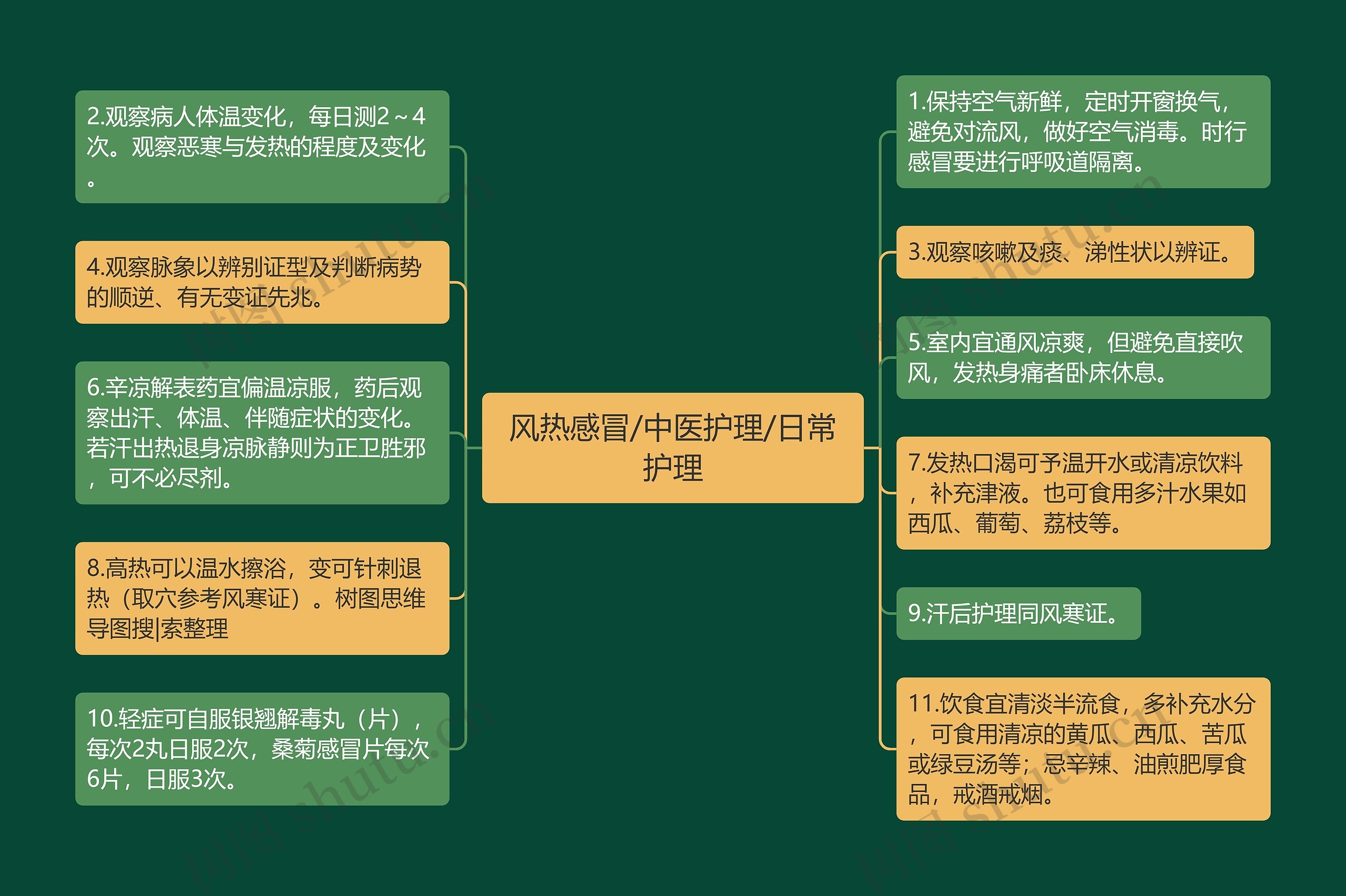 风热感冒/中医护理/日常护理思维导图