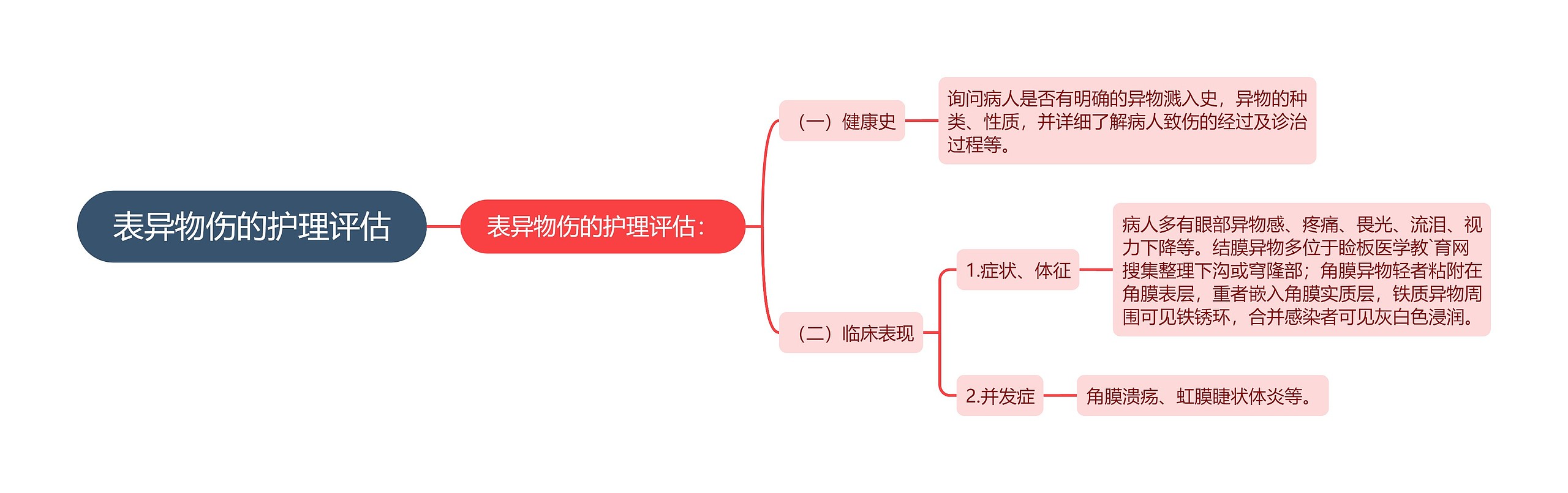 表异物伤的护理评估思维导图