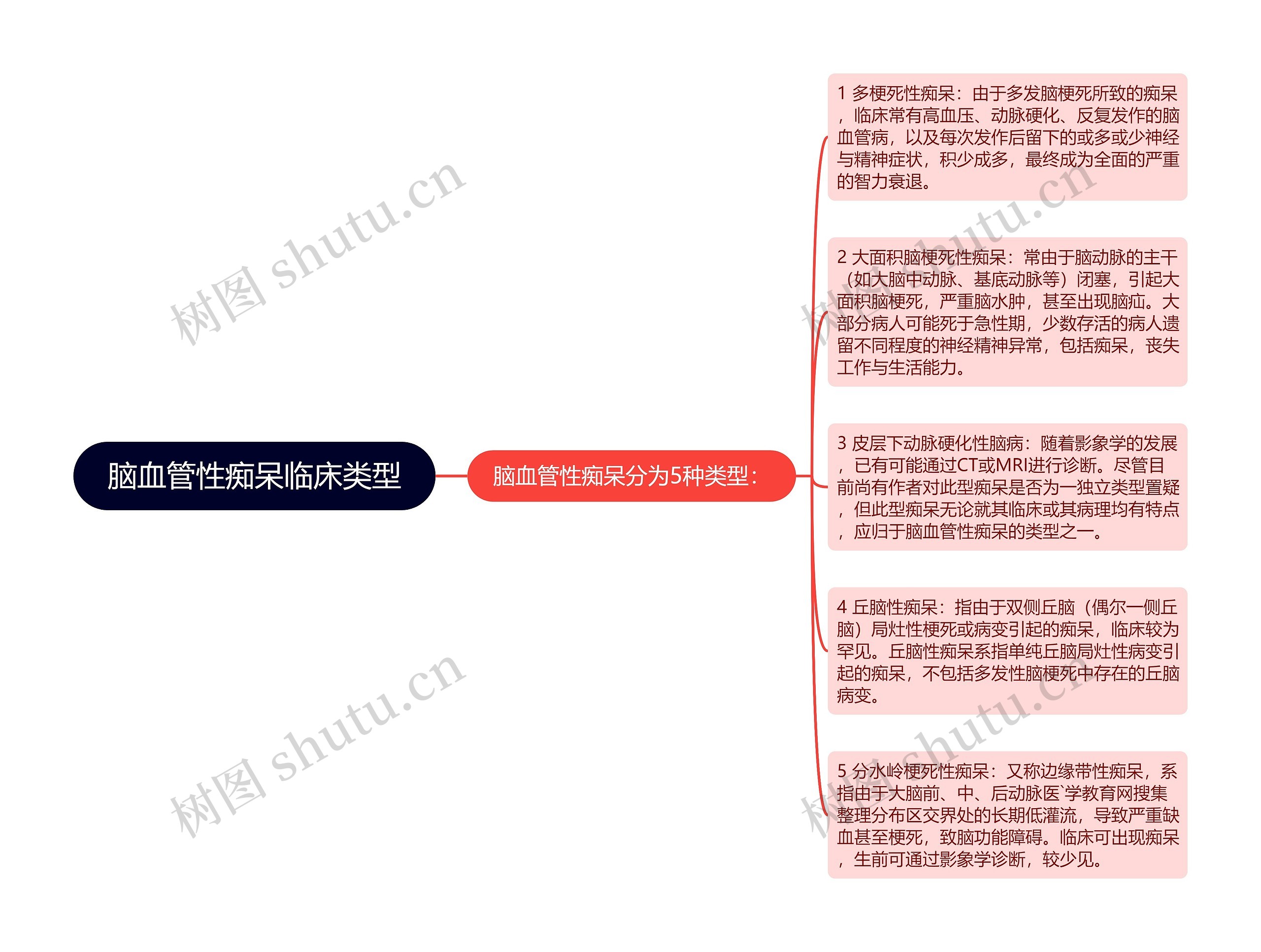 脑血管性痴呆临床类型思维导图