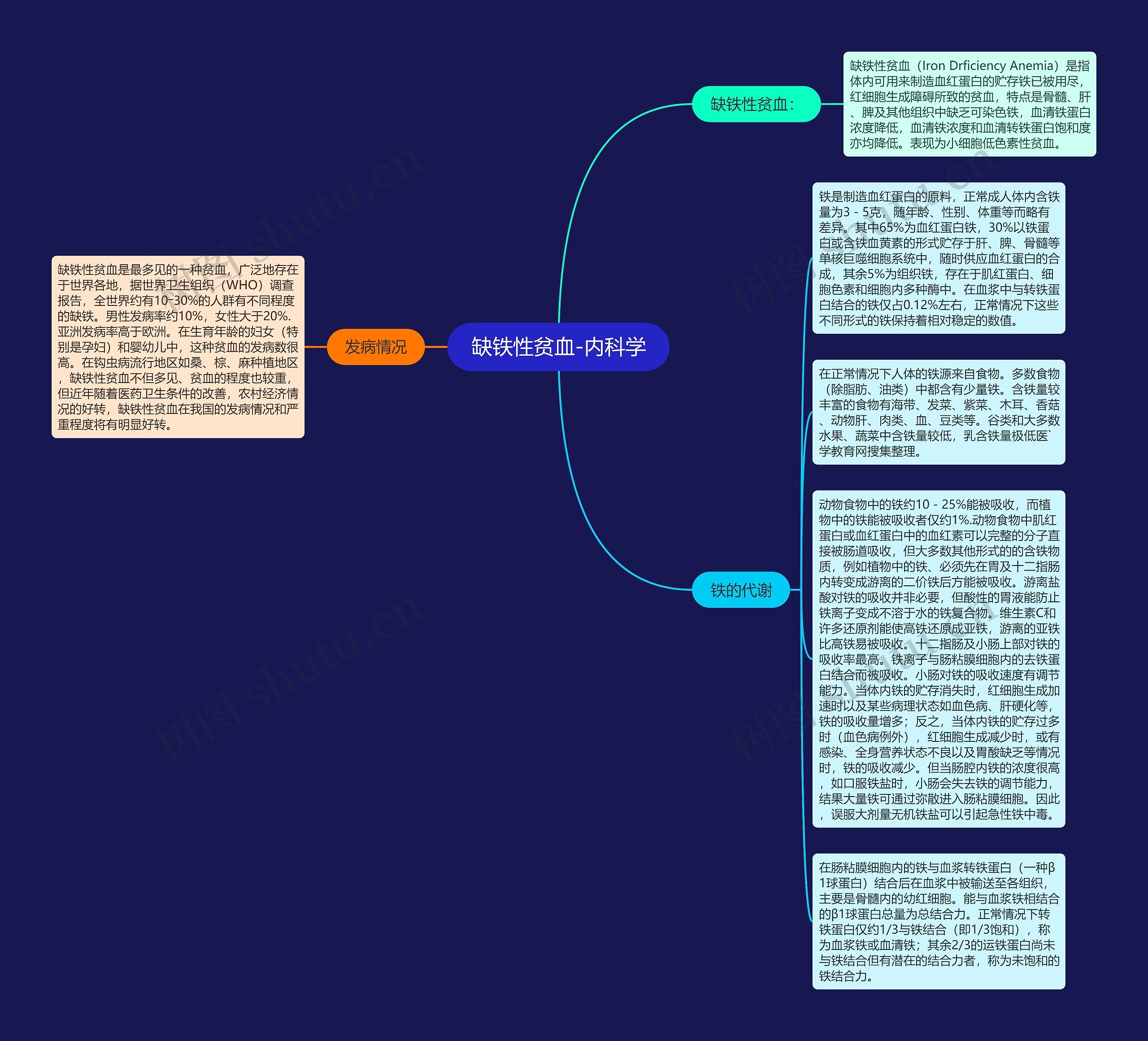 缺铁性贫血-内科学思维导图