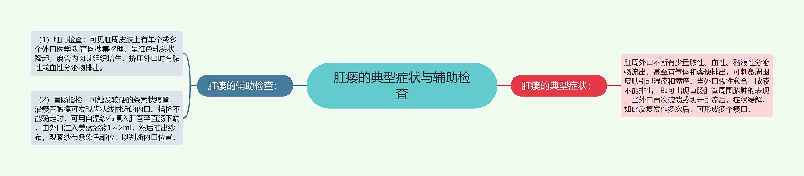 肛瘘的典型症状与辅助检查思维导图