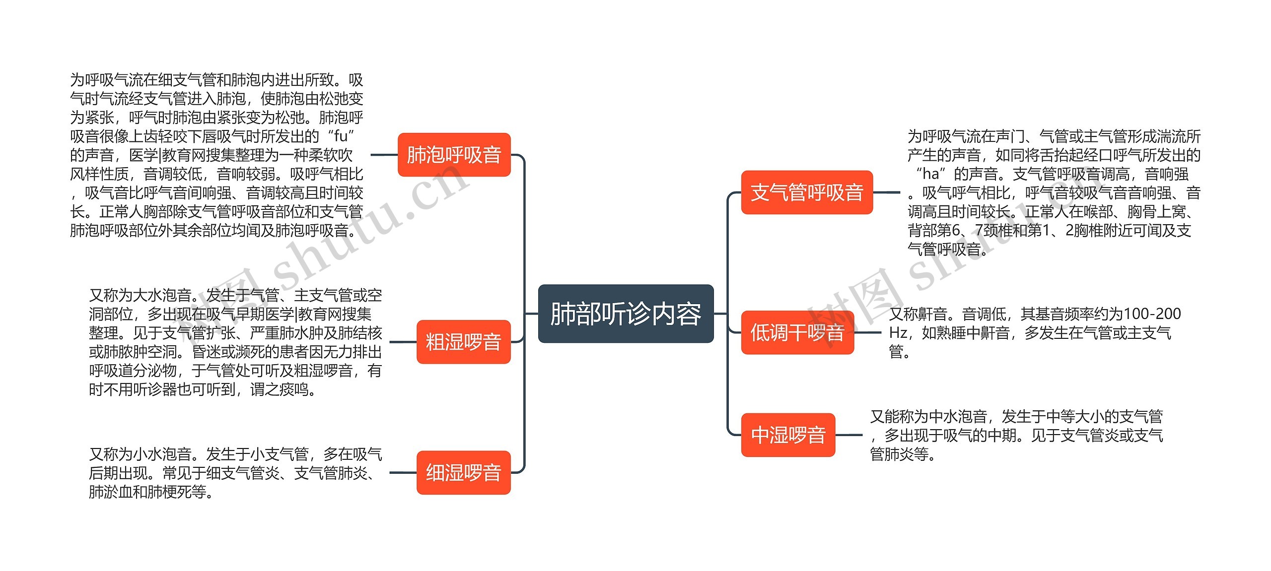 肺部听诊内容思维导图