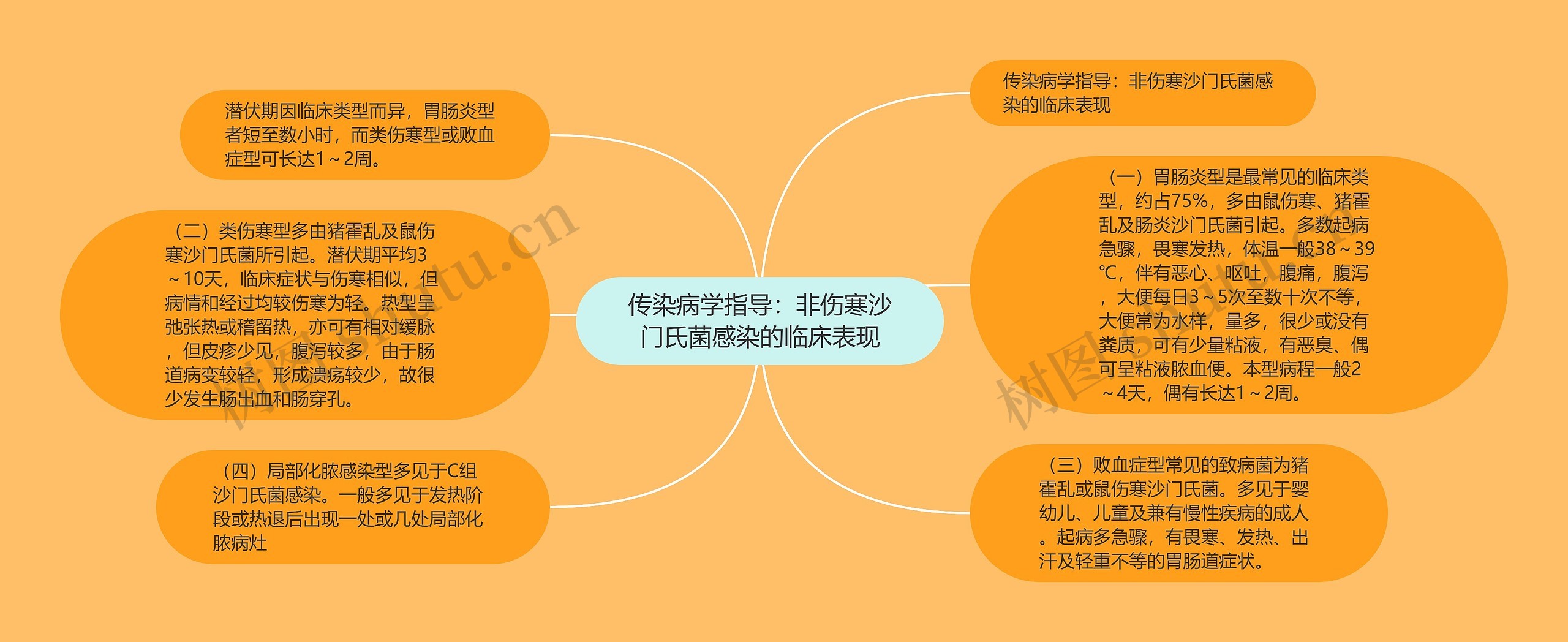 传染病学指导：非伤寒沙门氏菌感染的临床表现思维导图