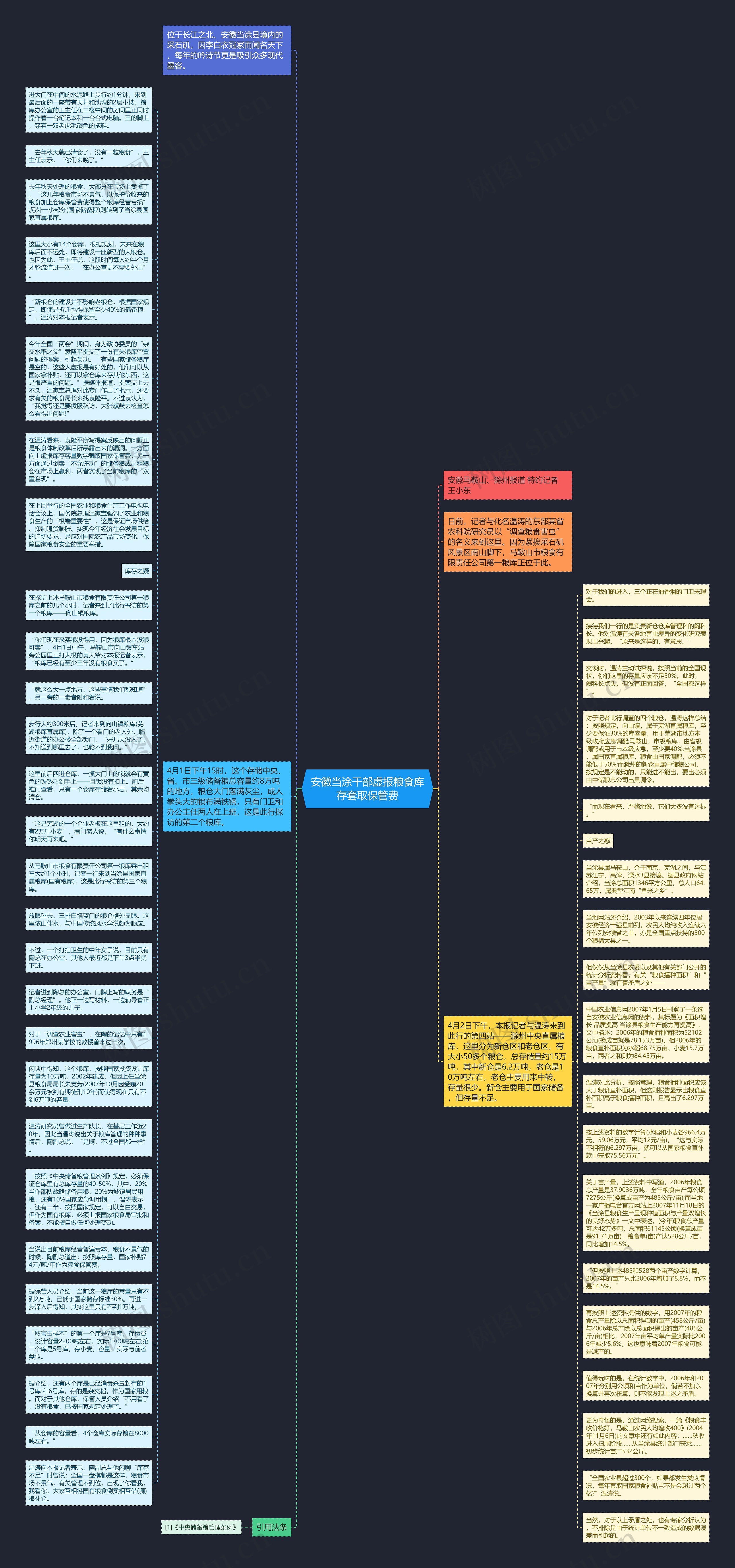 安徽当涂干部虚报粮食库存套取保管费思维导图