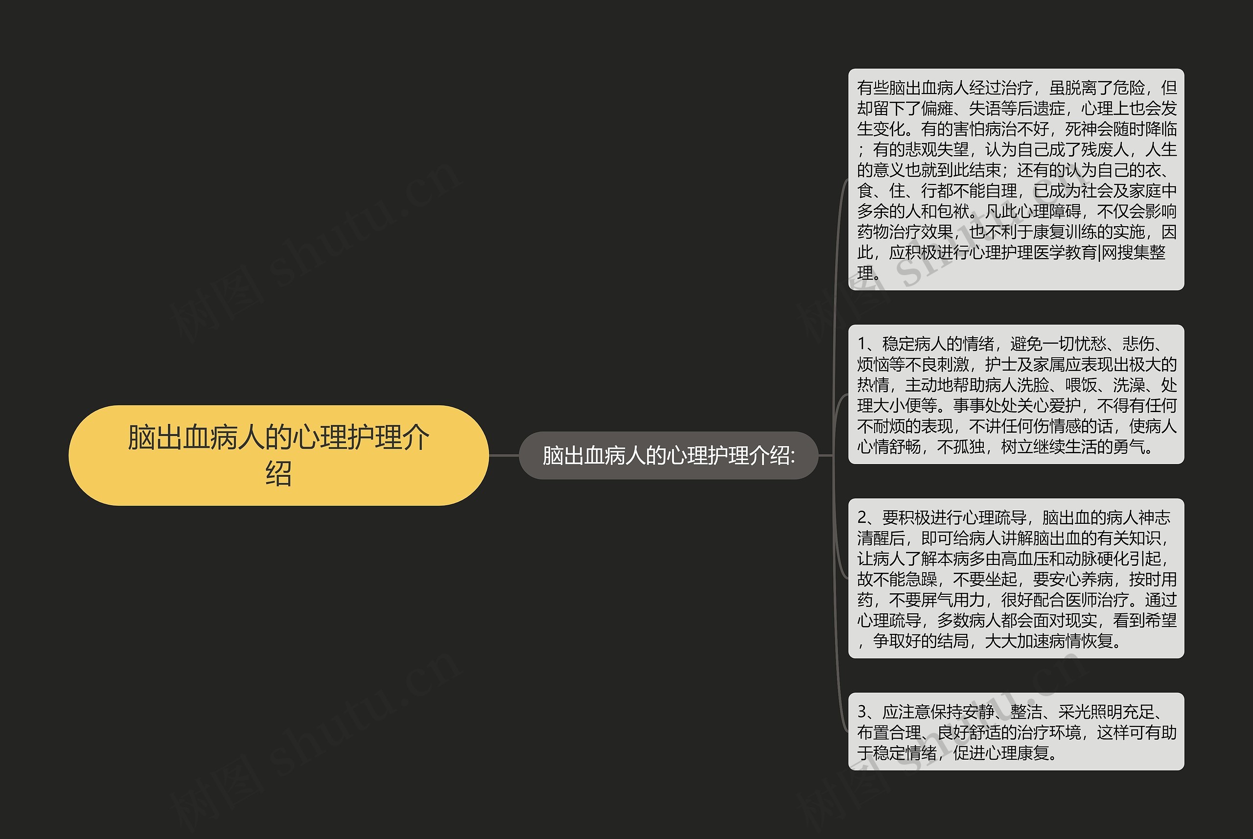 脑出血病人的心理护理介绍思维导图