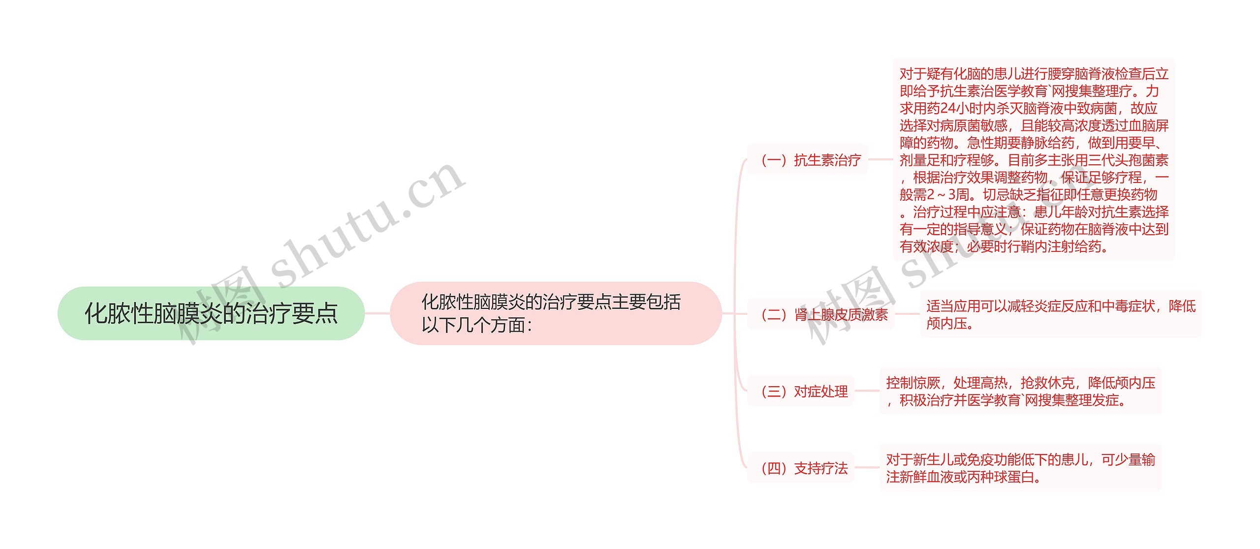 化脓性脑膜炎的治疗要点思维导图