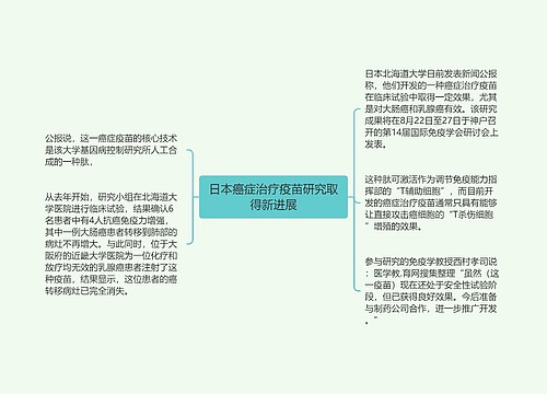 日本癌症治疗疫苗研究取得新进展