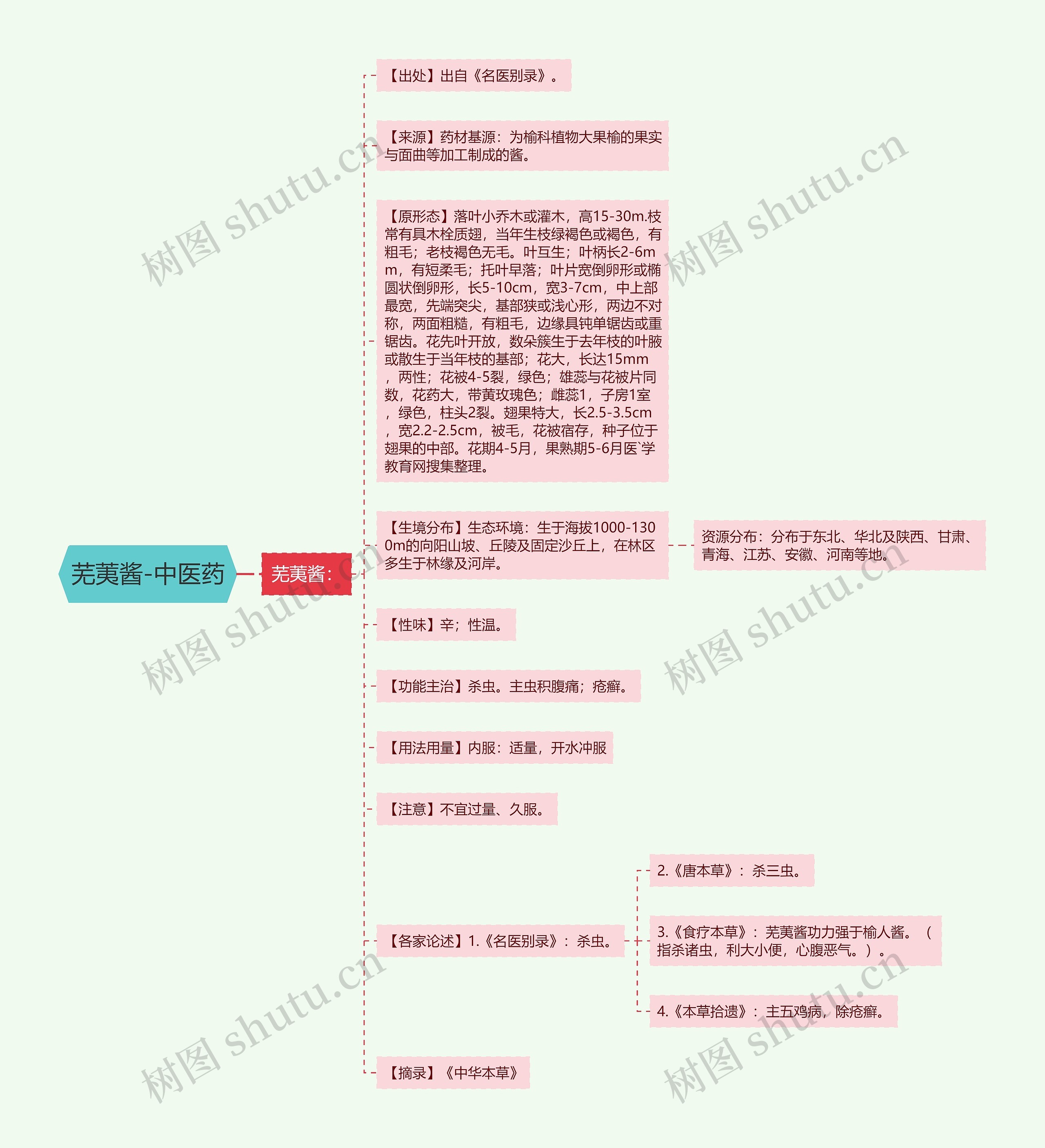 芜荑酱-中医药思维导图高清图 芜荑酱-中医药思维导图
