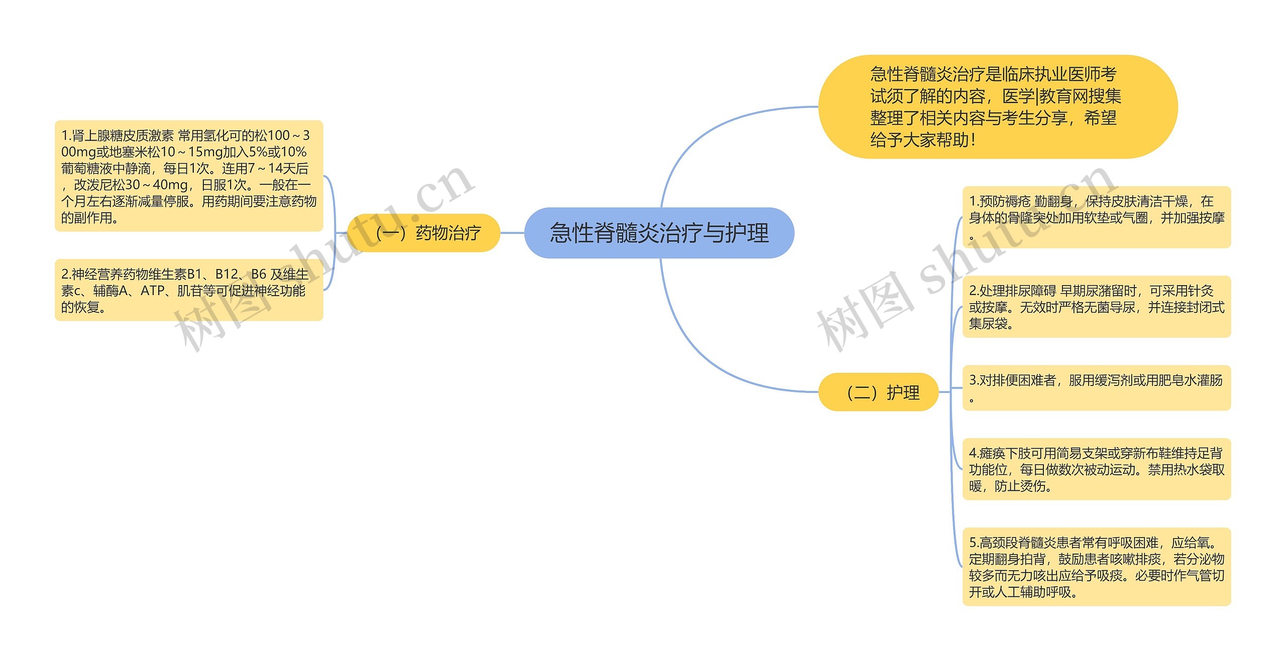 急性脊髓炎治疗与护理思维导图