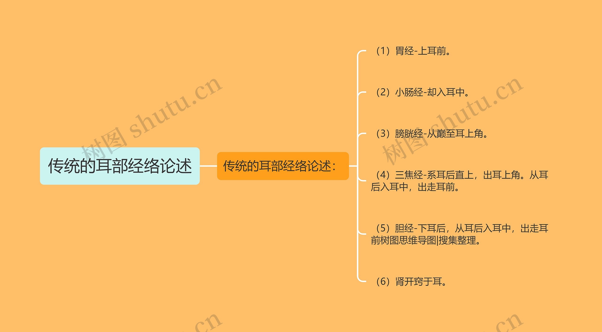 传统的耳部经络论述思维导图