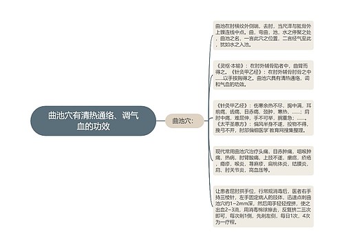 曲池穴有清热通络、调气血的功效