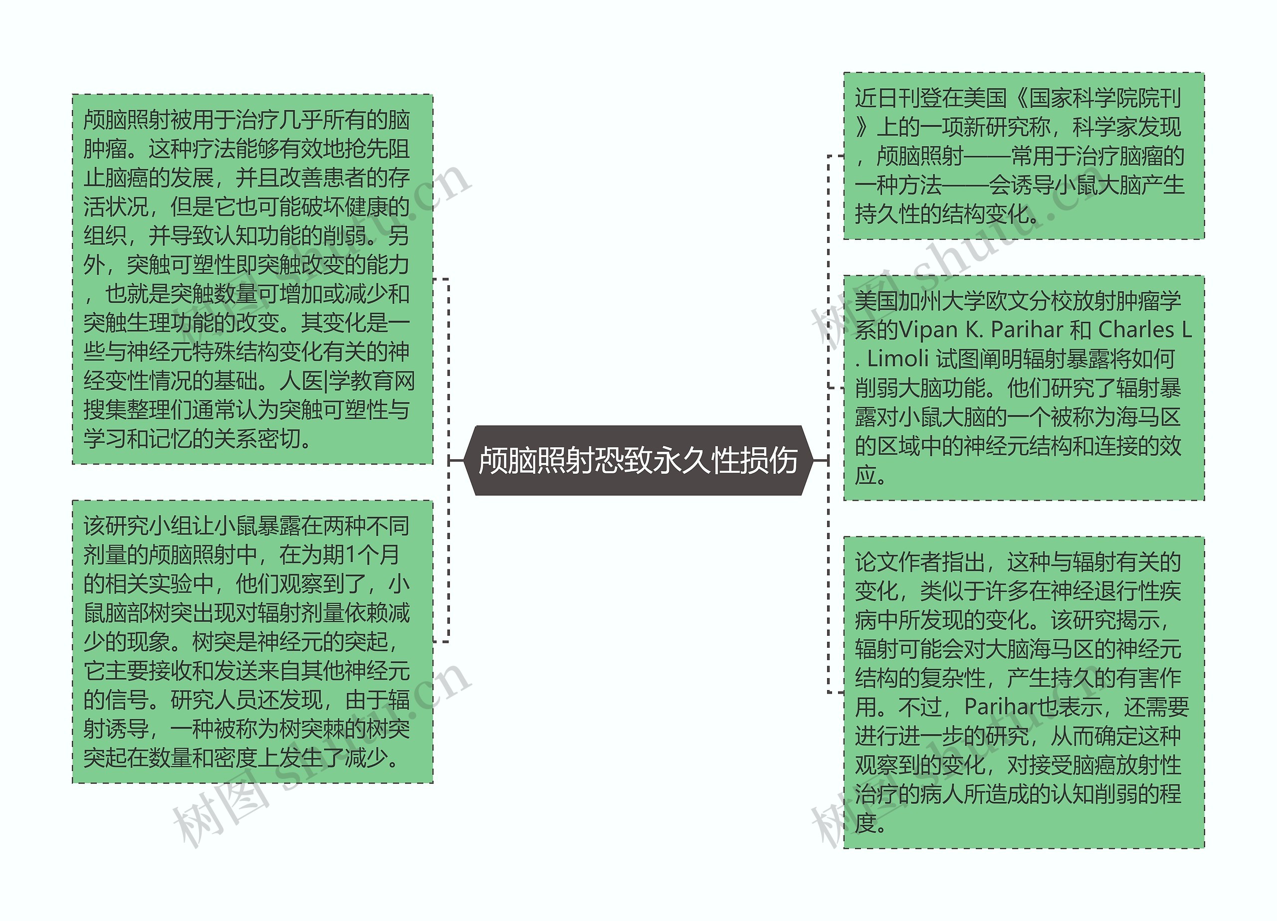 颅脑照射恐致永久性损伤思维导图