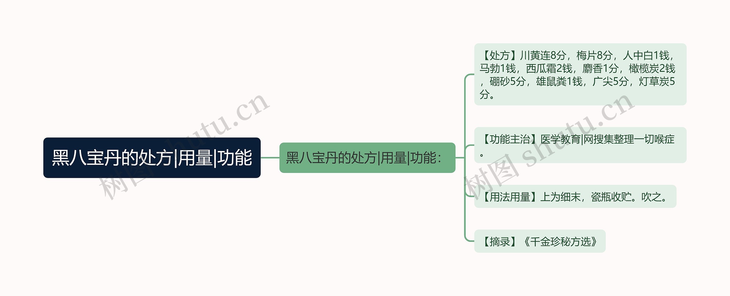 黑八宝丹的处方|用量|功能思维导图