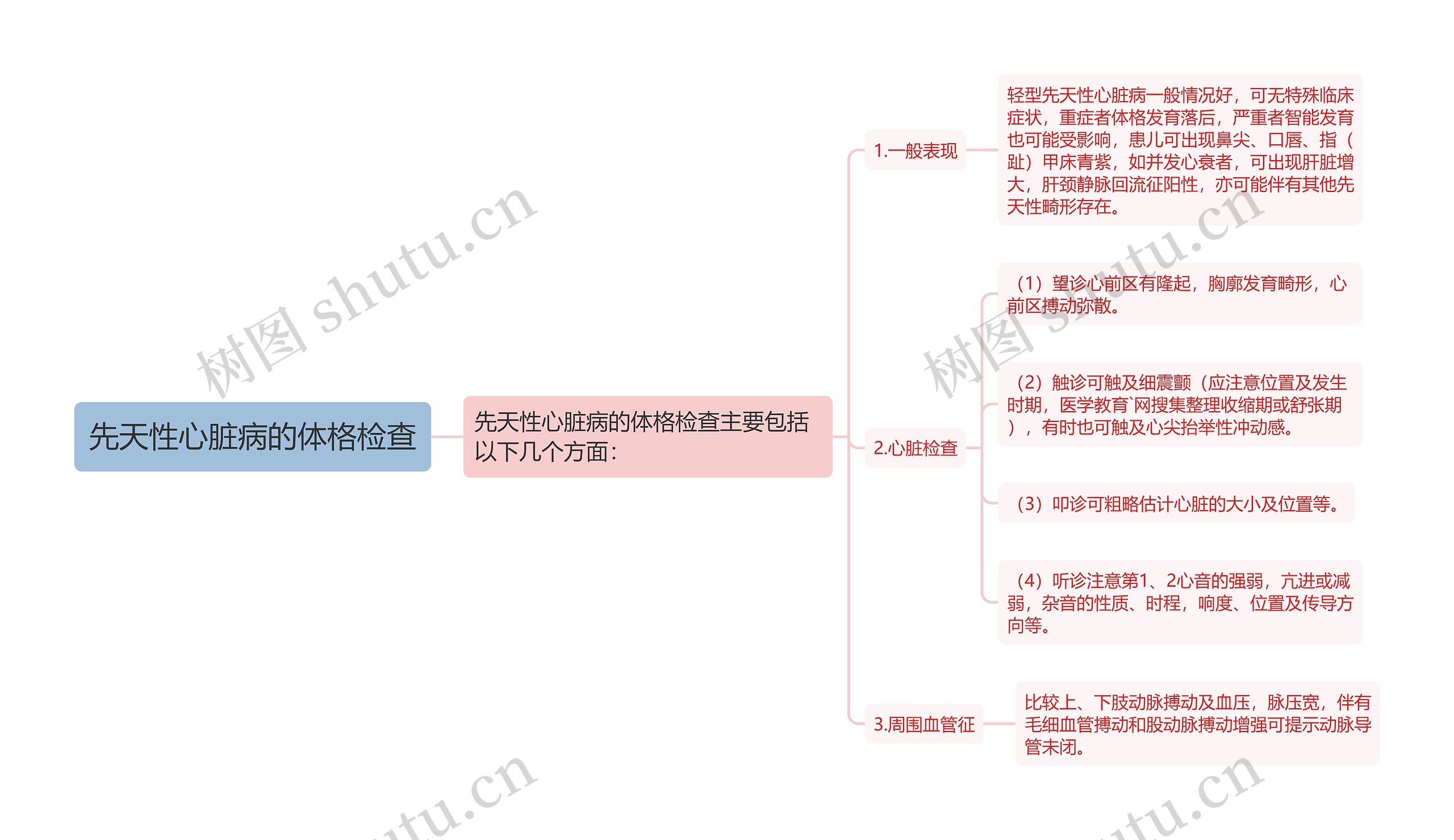 先天性心脏病的体格检查思维导图