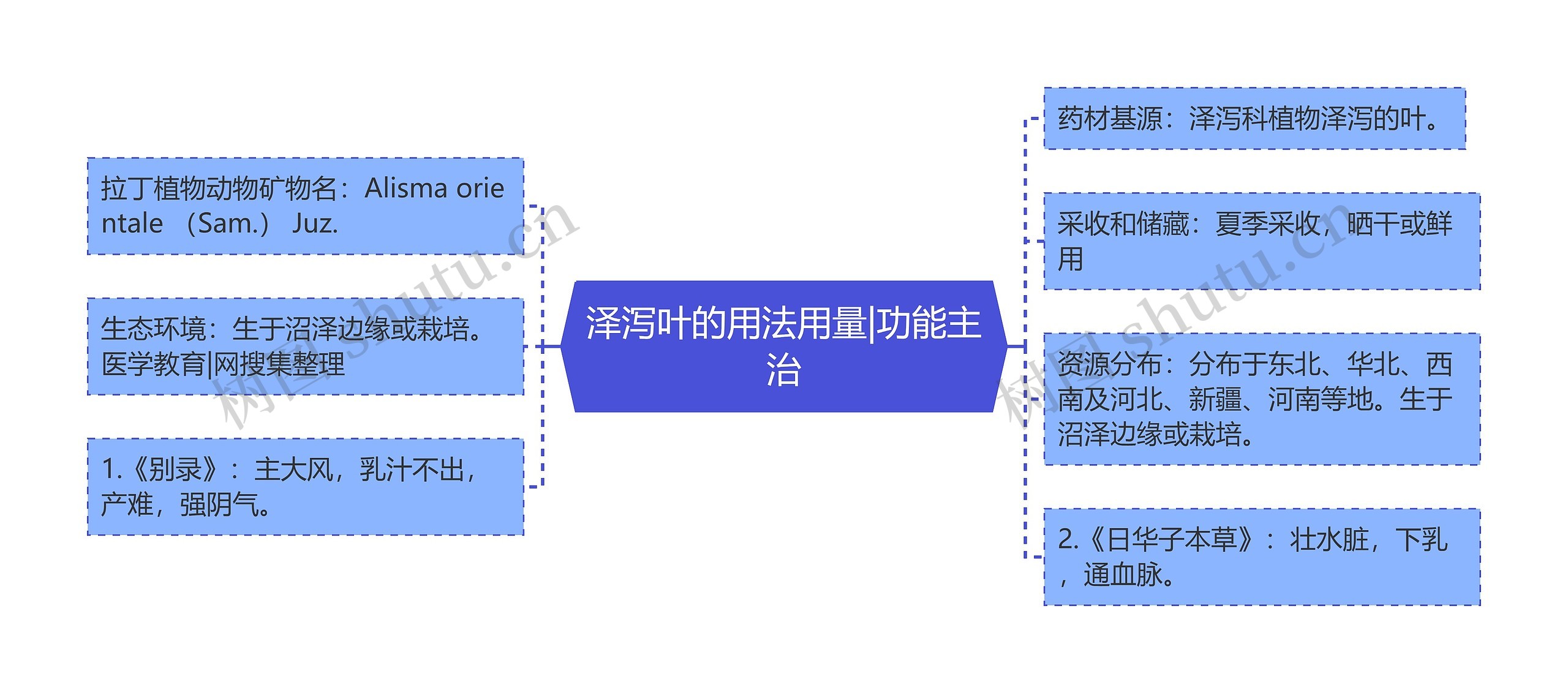 泽泻叶的用法用量|功能主治思维导图