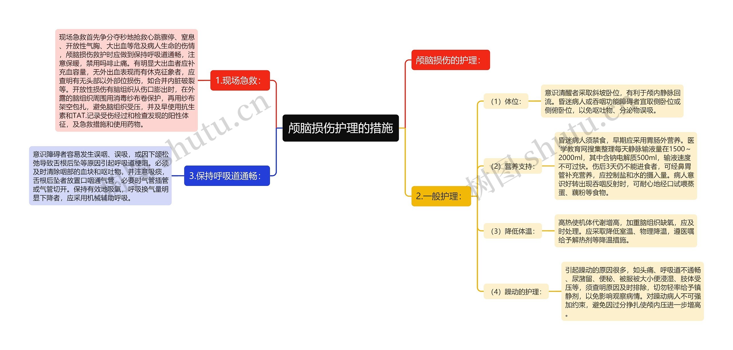 颅脑损伤护理的措施思维导图