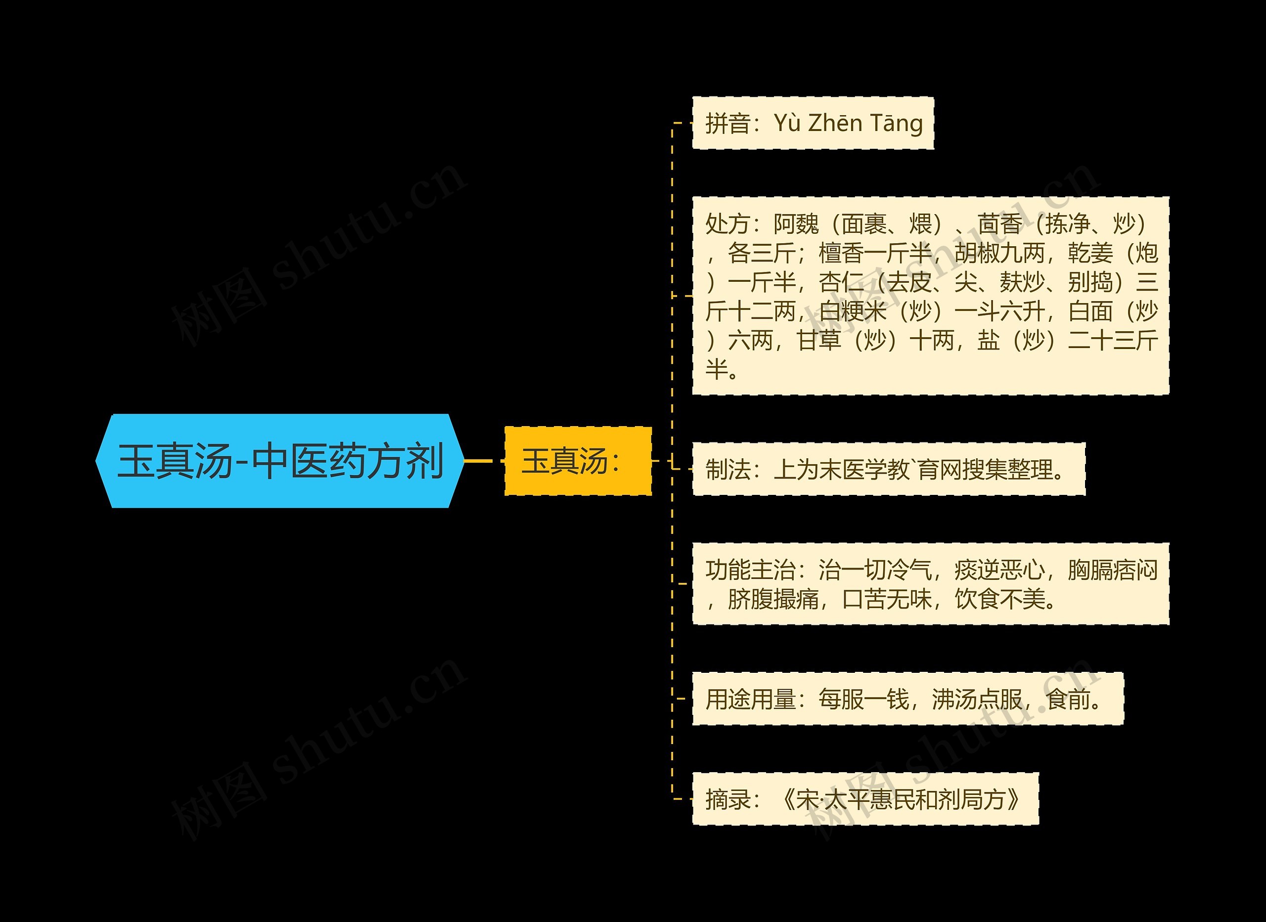 玉真汤-中医药方剂思维导图