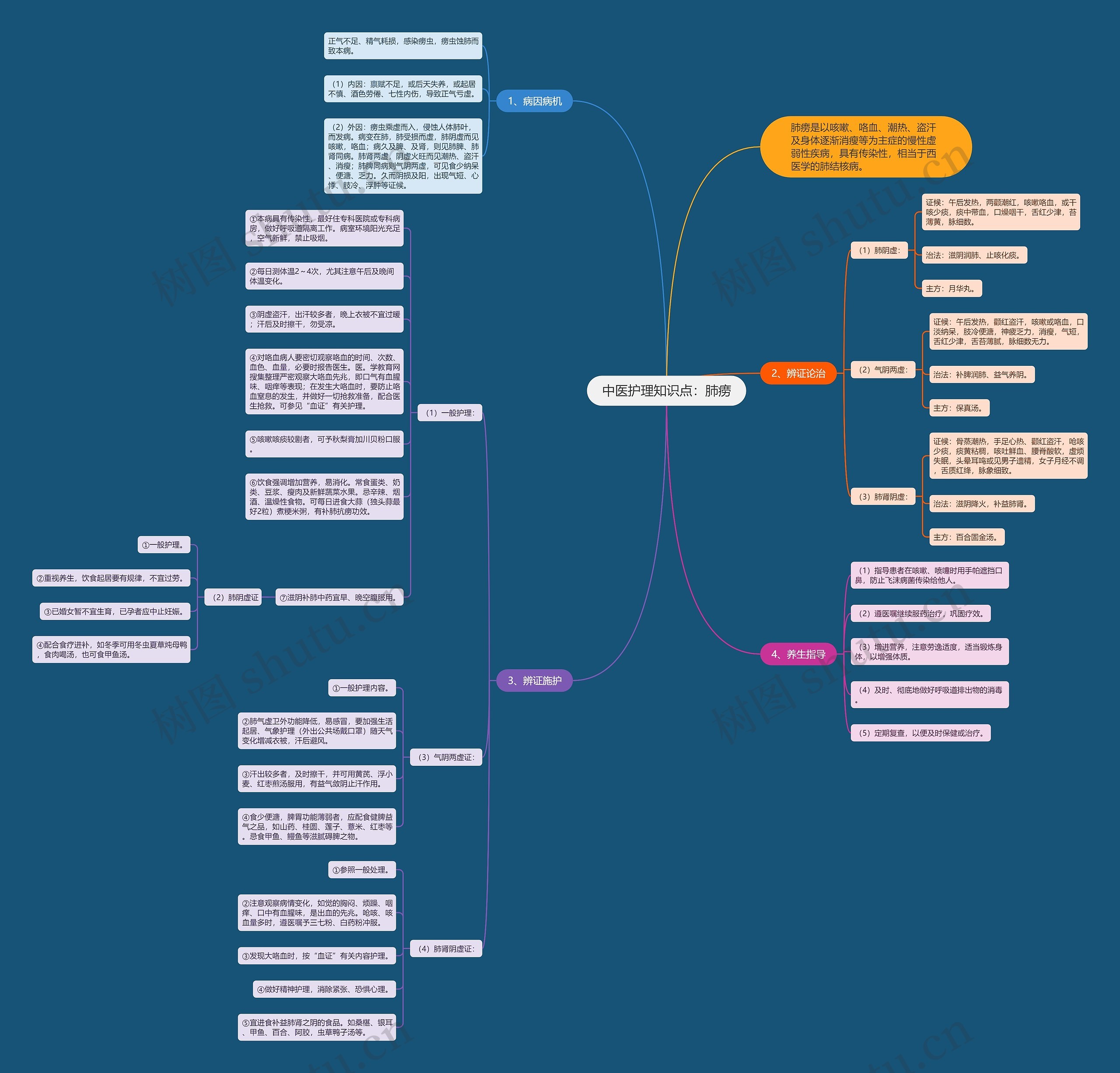 中医护理知识点：肺痨思维导图