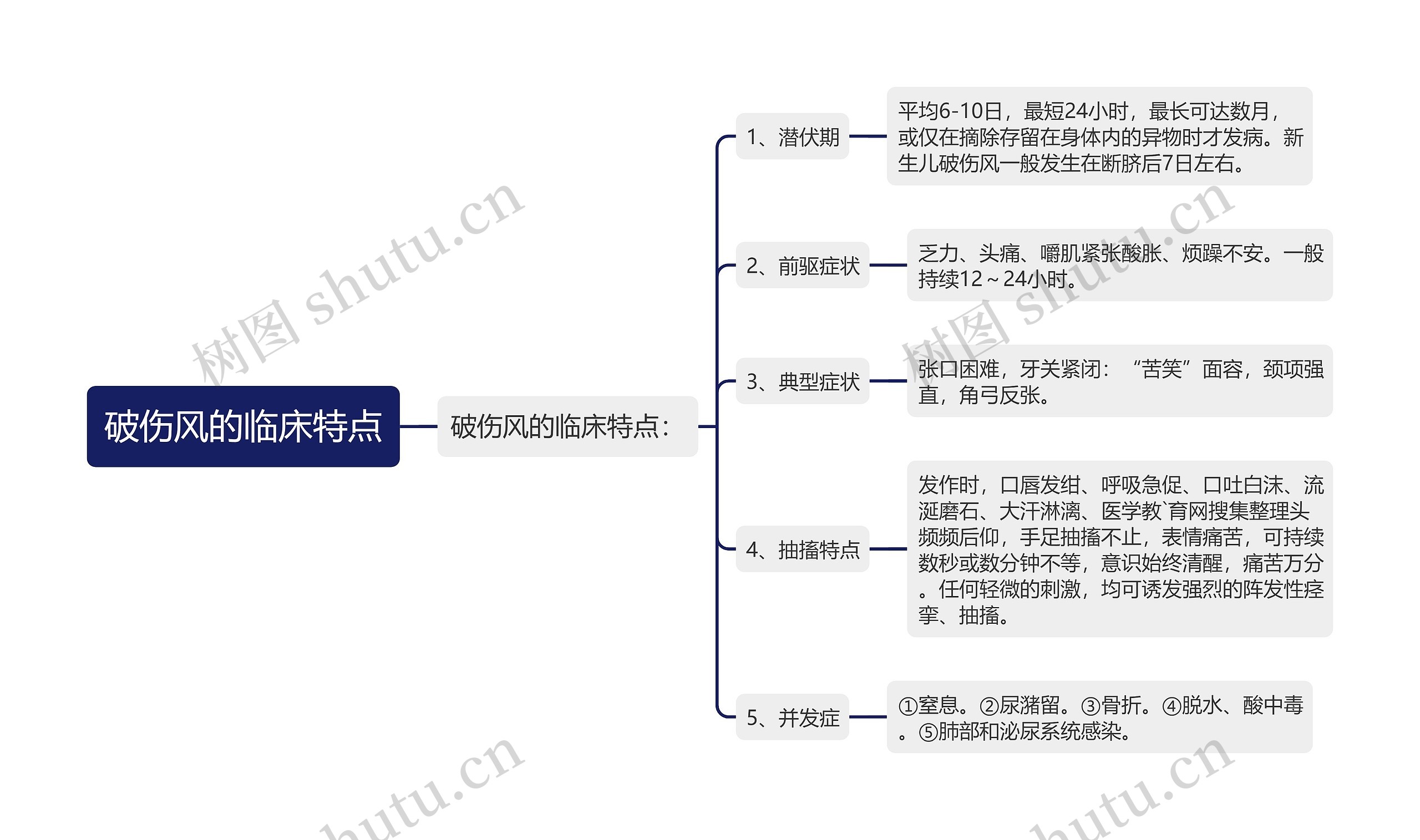 破伤风的临床特点思维导图