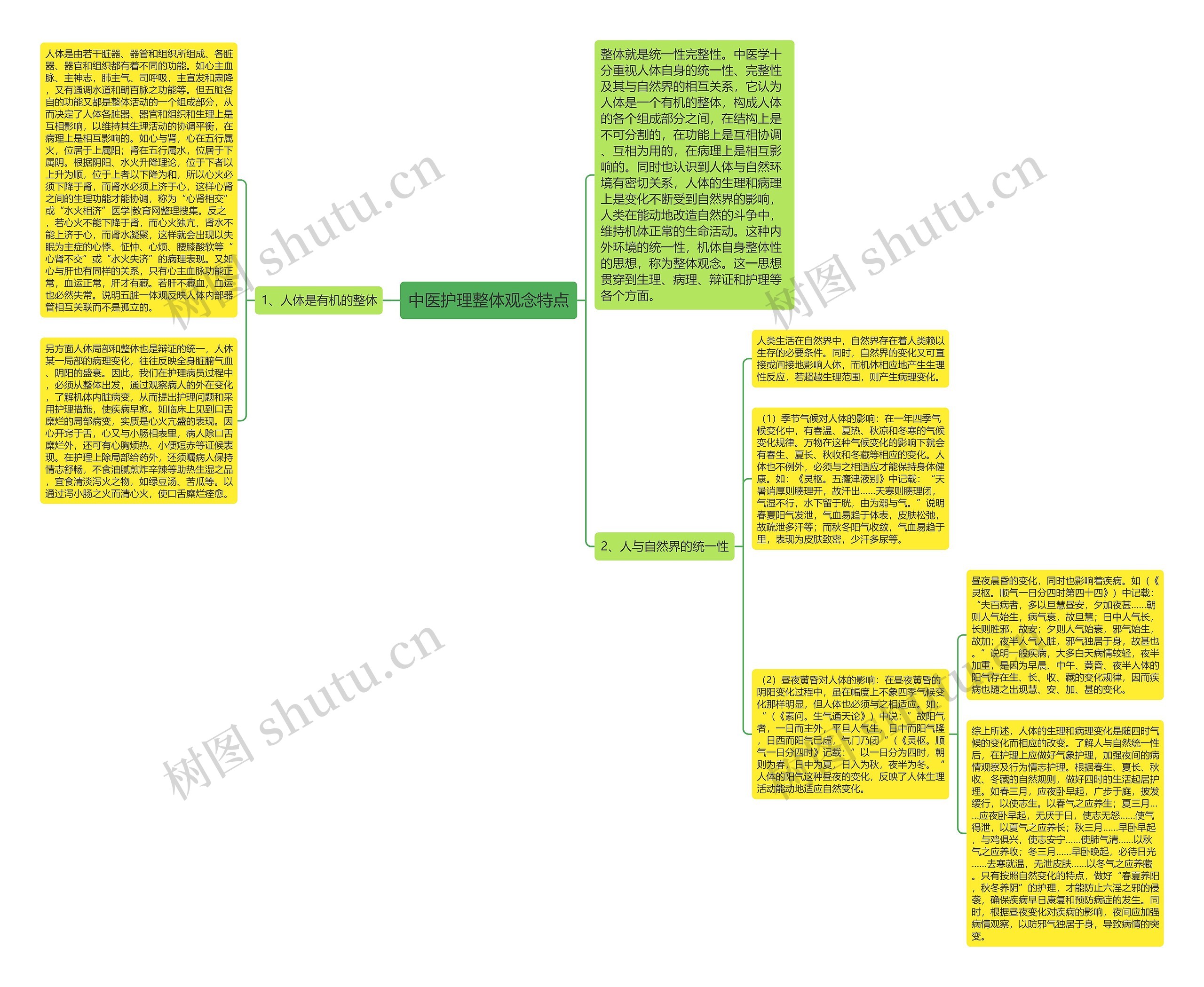 中医护理整体观念特点思维导图
