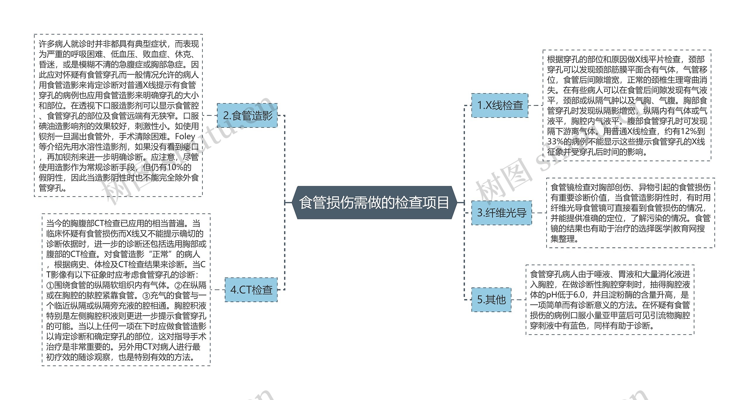 食管损伤需做的检查项目思维导图