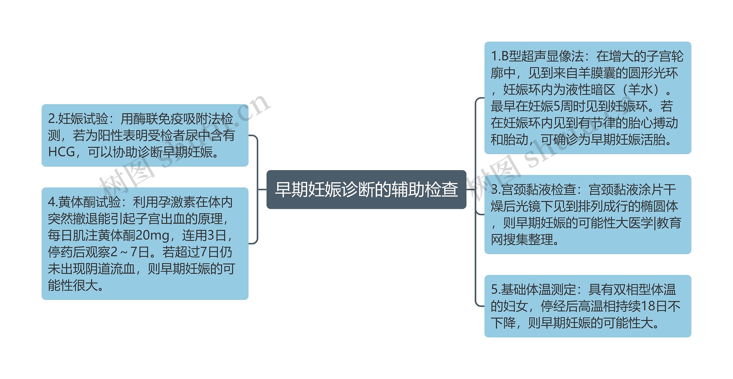 早期妊娠诊断的辅助检查思维导图