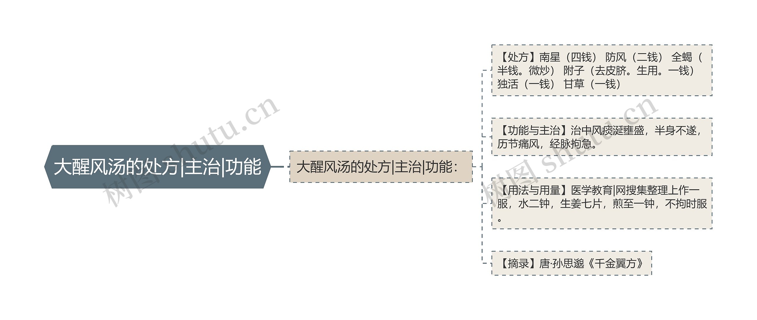 大醒风汤的处方|主治|功能思维导图