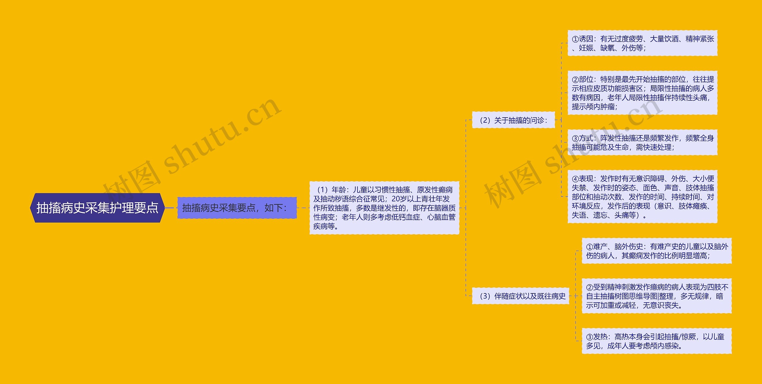 抽搐病史采集护理要点思维导图