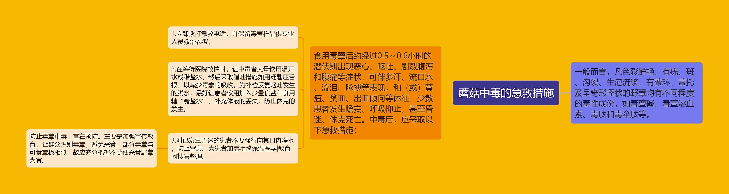 蘑菇中毒的急救措施思维导图高清图 蘑菇中毒的急救措施思维导图