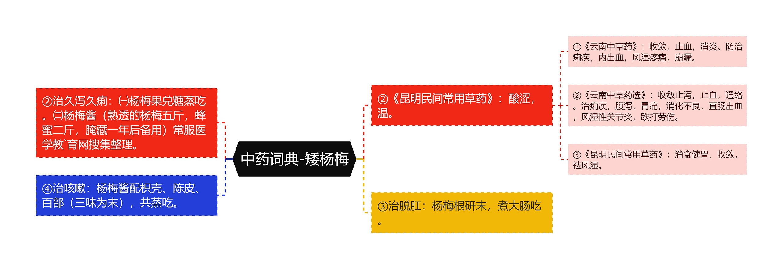 中药词典-矮杨梅思维导图