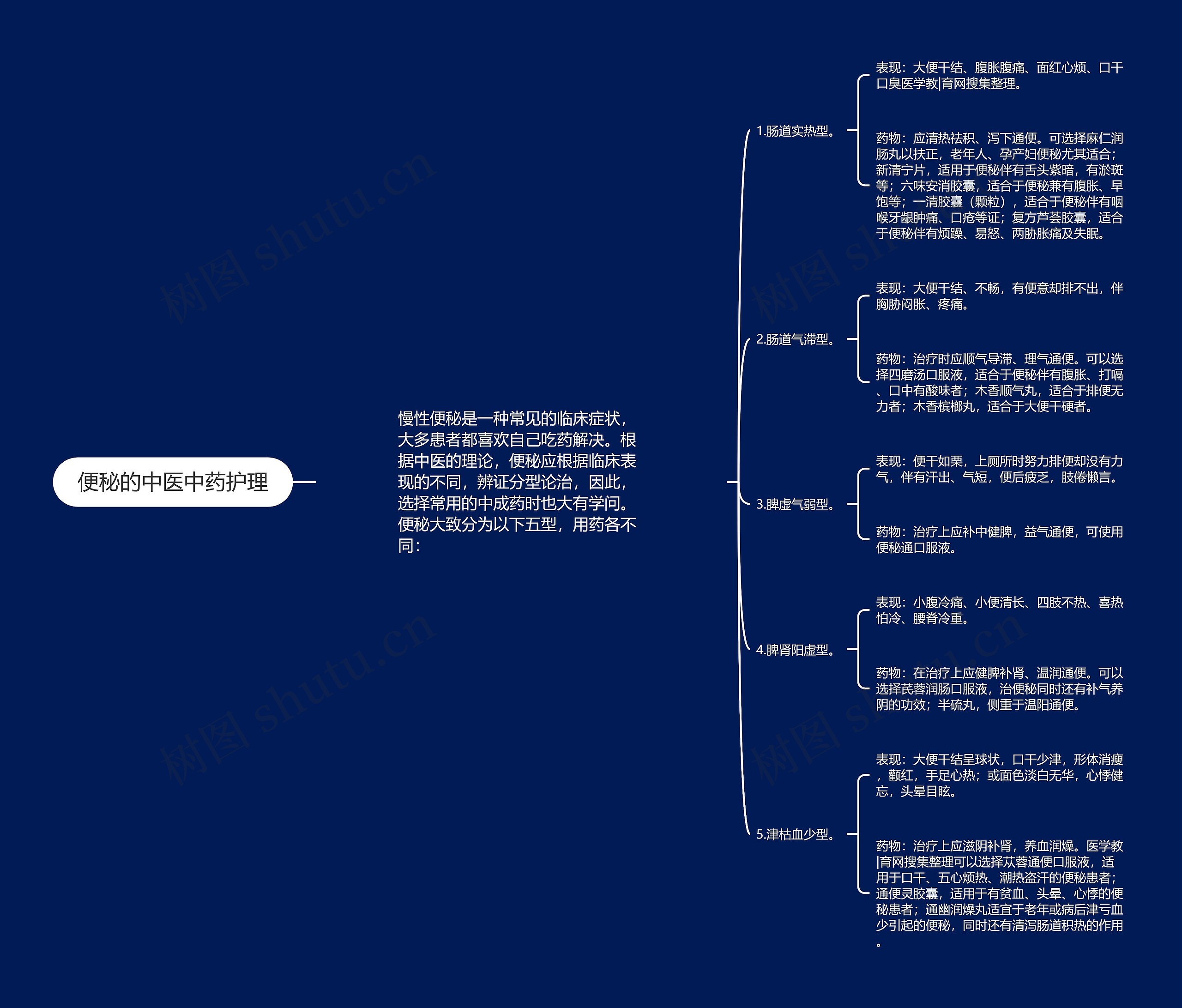 便秘的中医中药护理思维导图