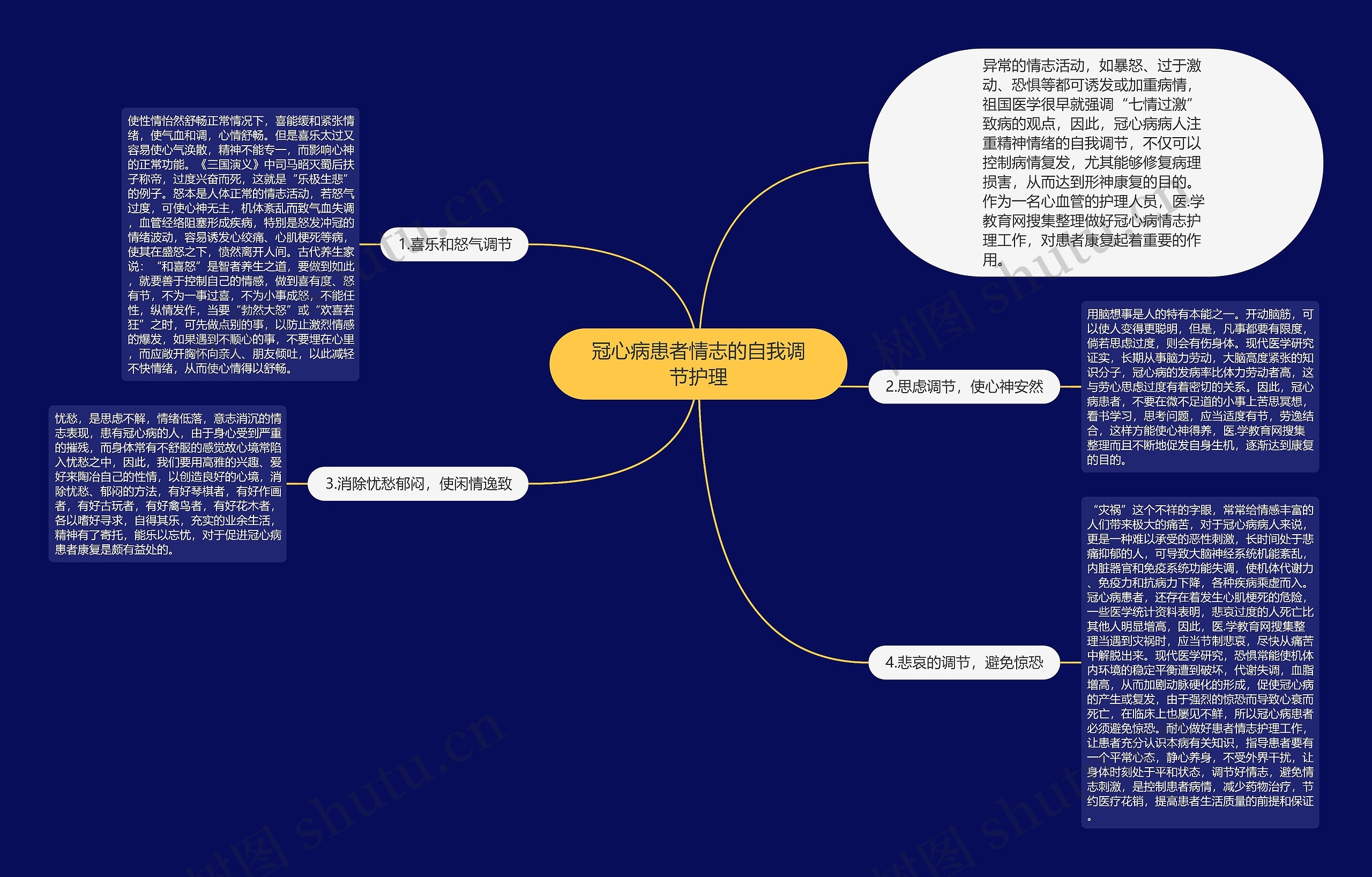 冠心病患者情志的自我调节护理思维导图