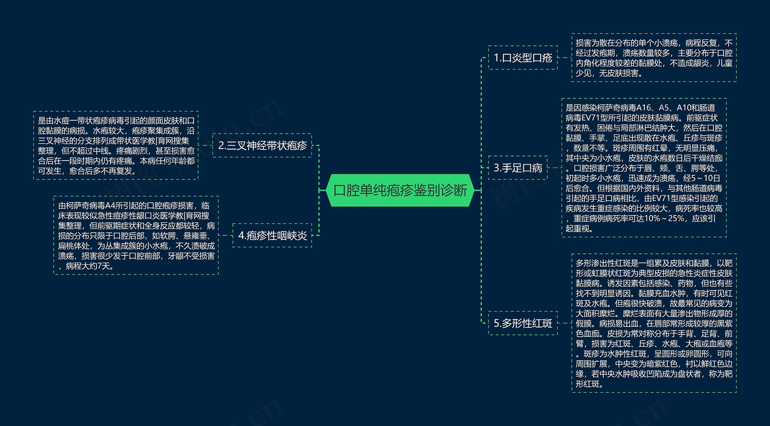 口腔单纯疱疹鉴别诊断思维导图