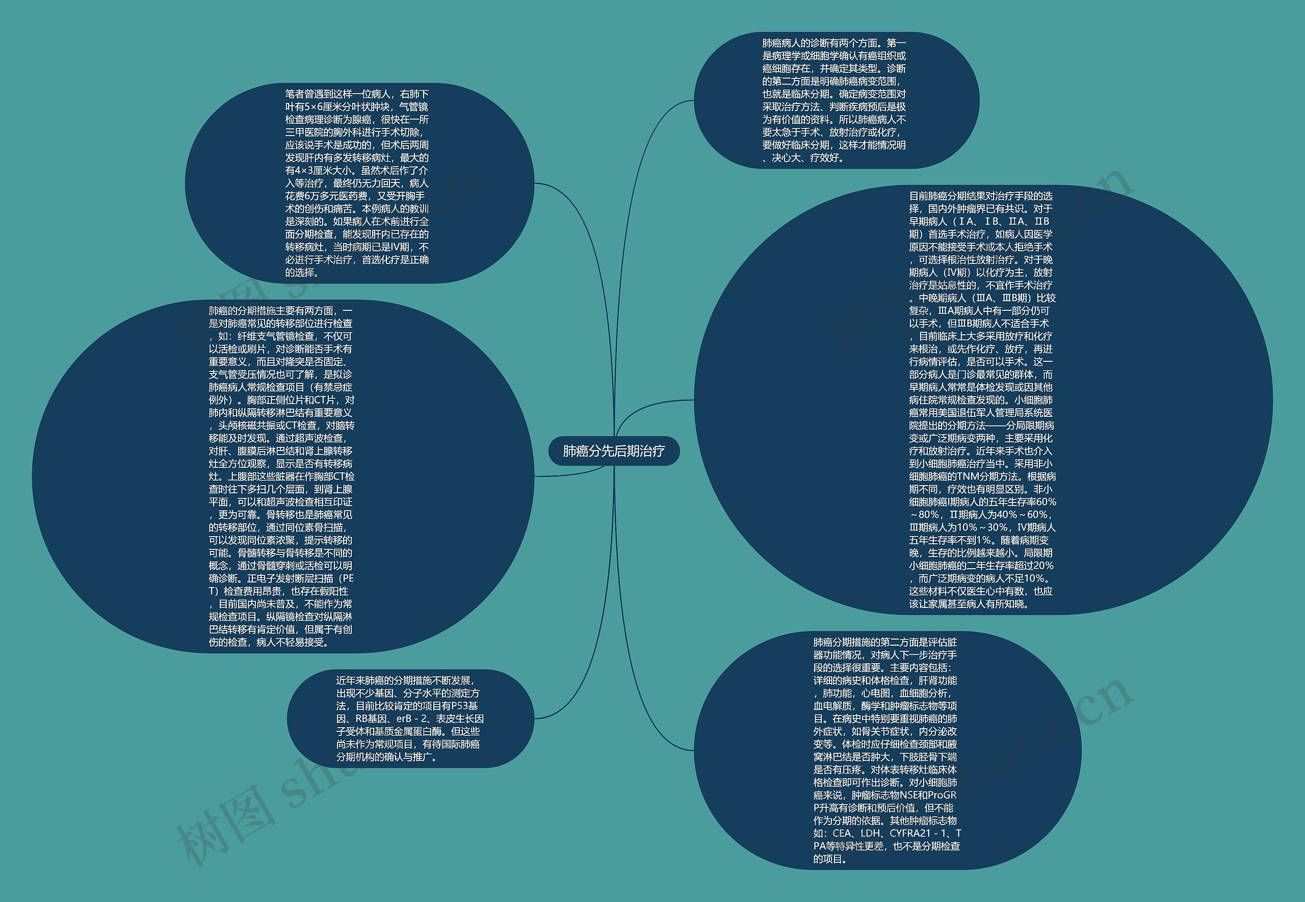 肺癌分先后期治疗思维导图