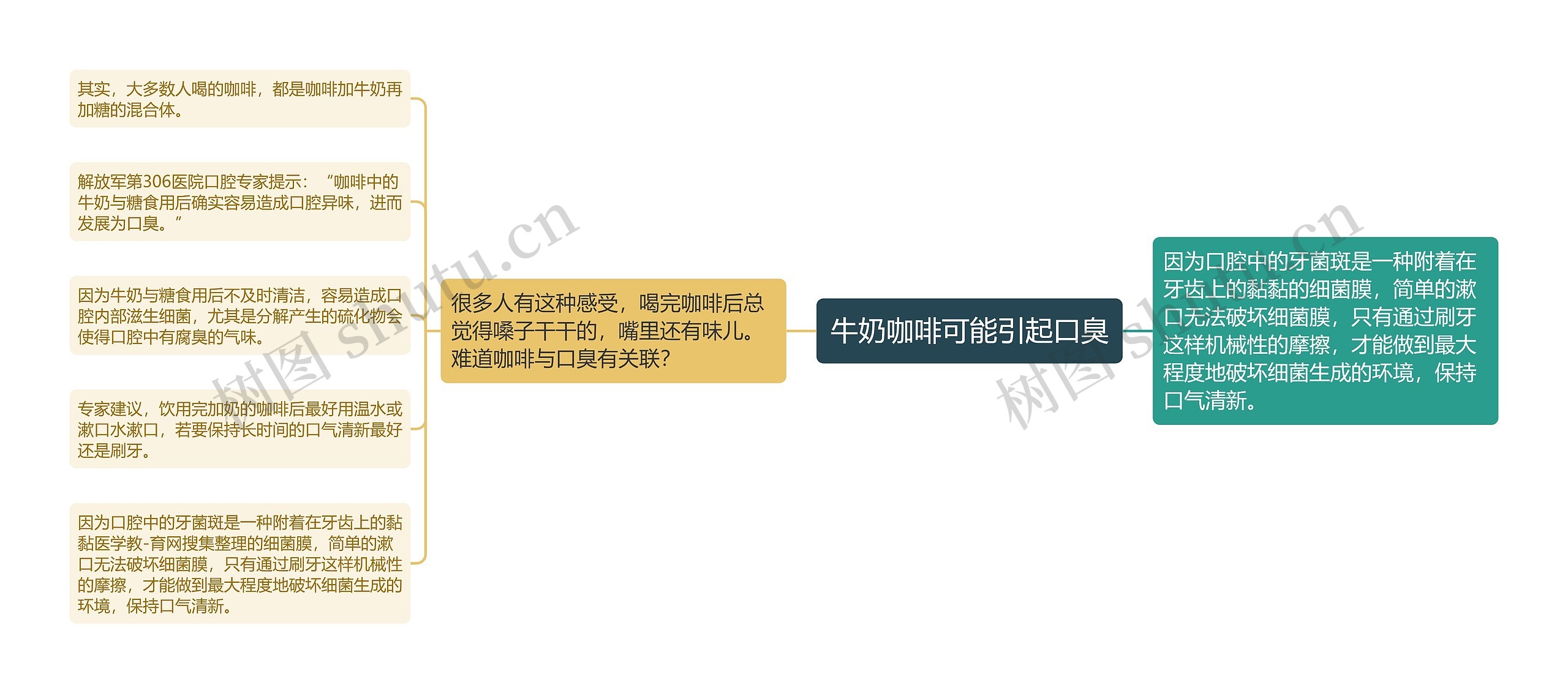 牛奶咖啡可能引起口臭思维导图