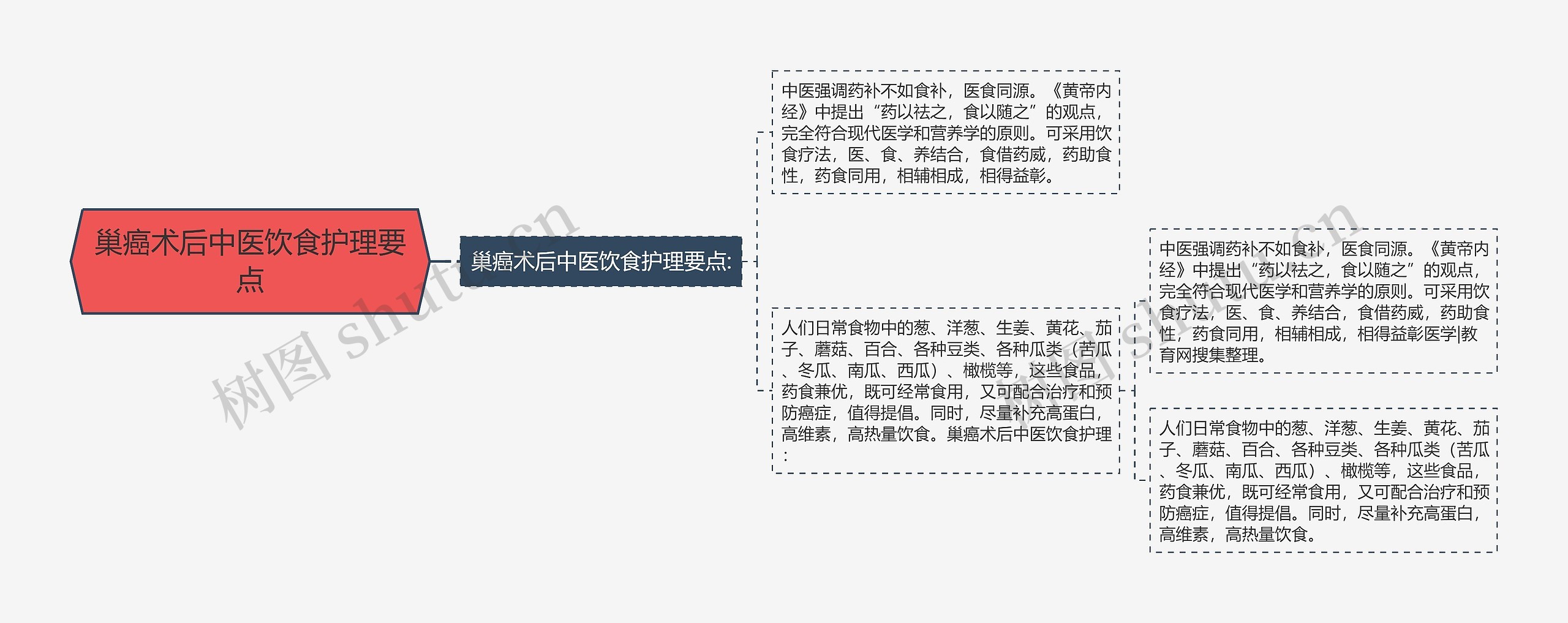 巢癌术后中医饮食护理要点思维导图