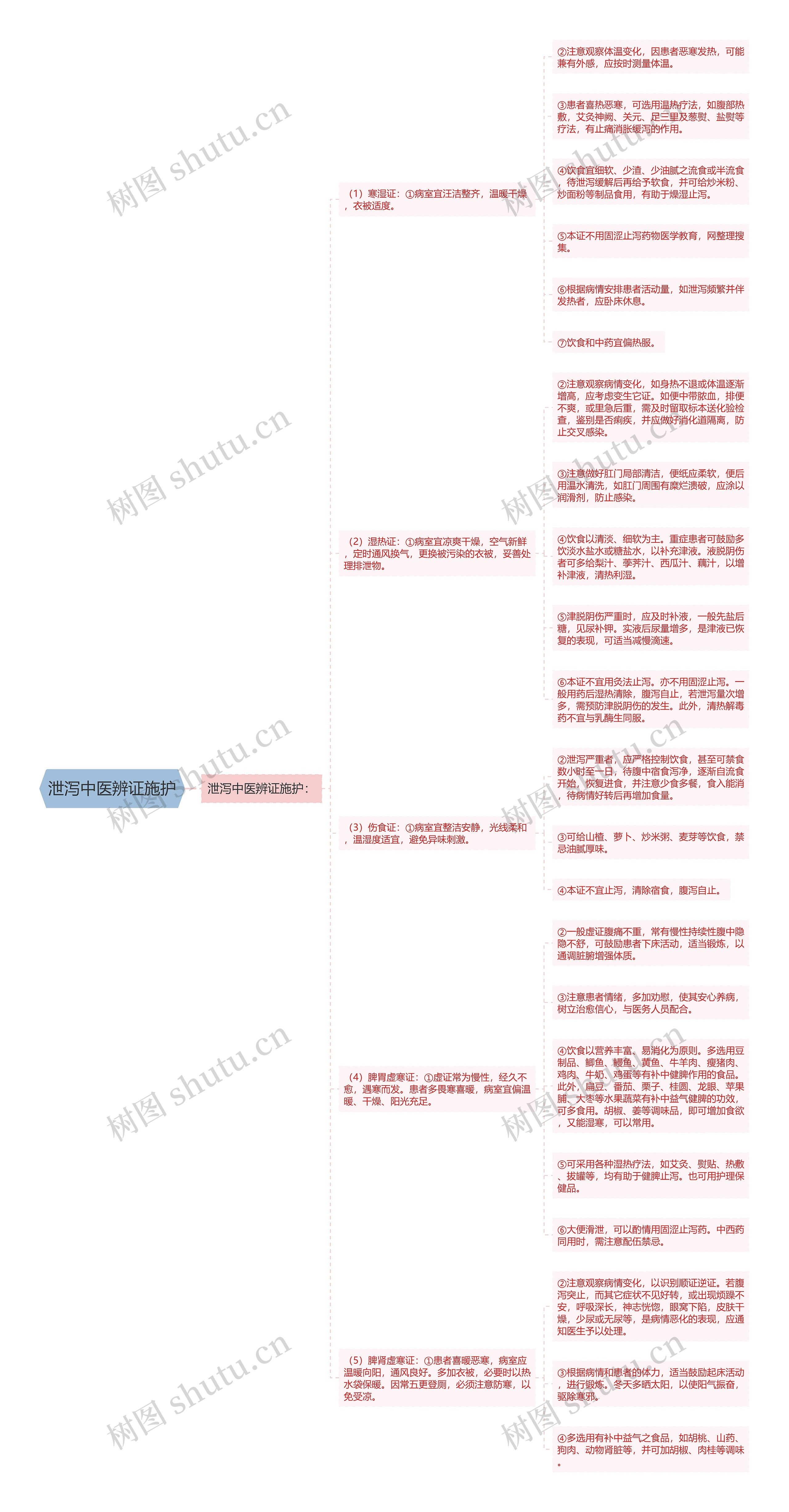 泄泻中医辨证施护思维导图