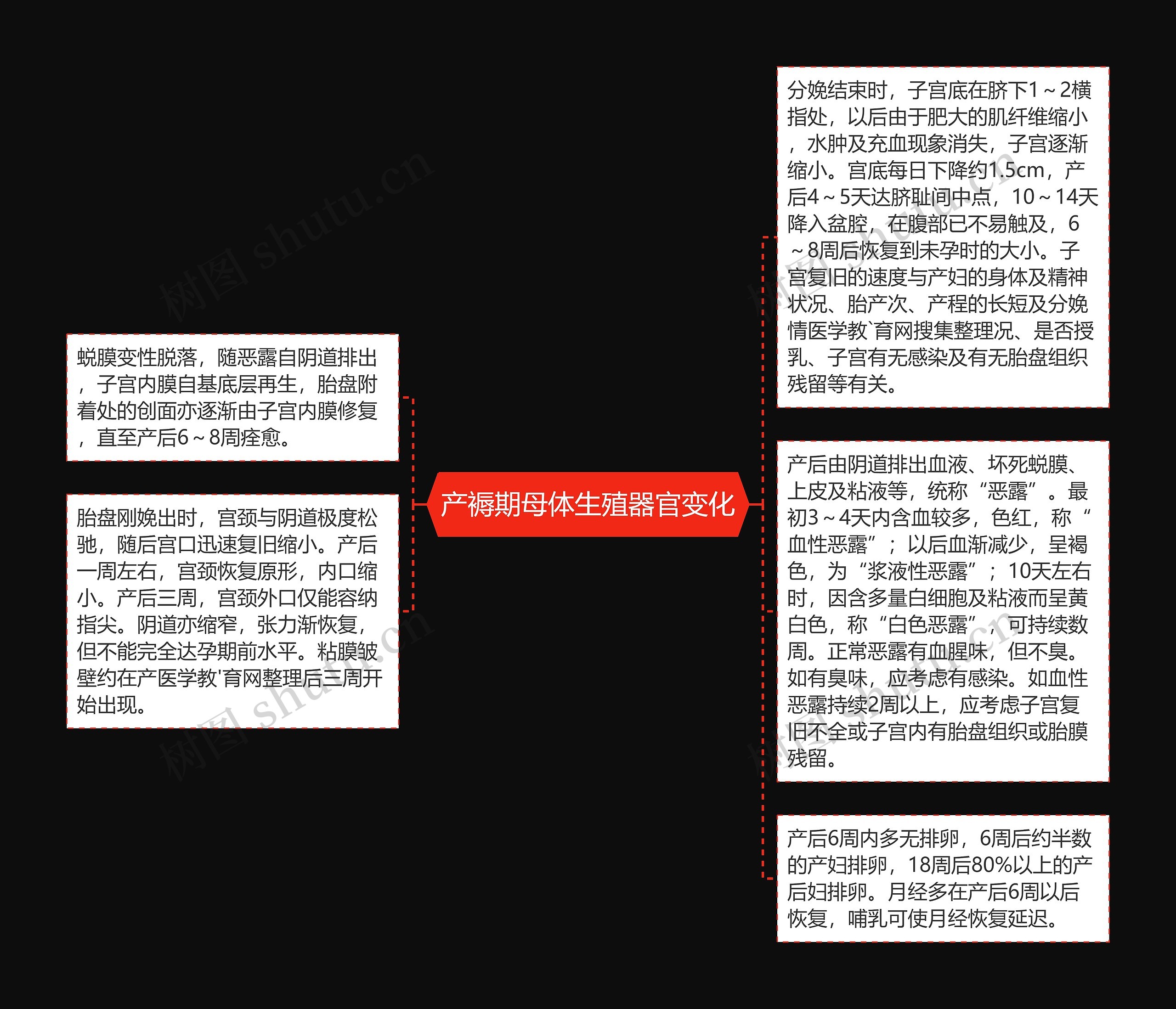 产褥期母体生殖器官变化思维导图高清图 产褥期母体生殖器官变化思维导图