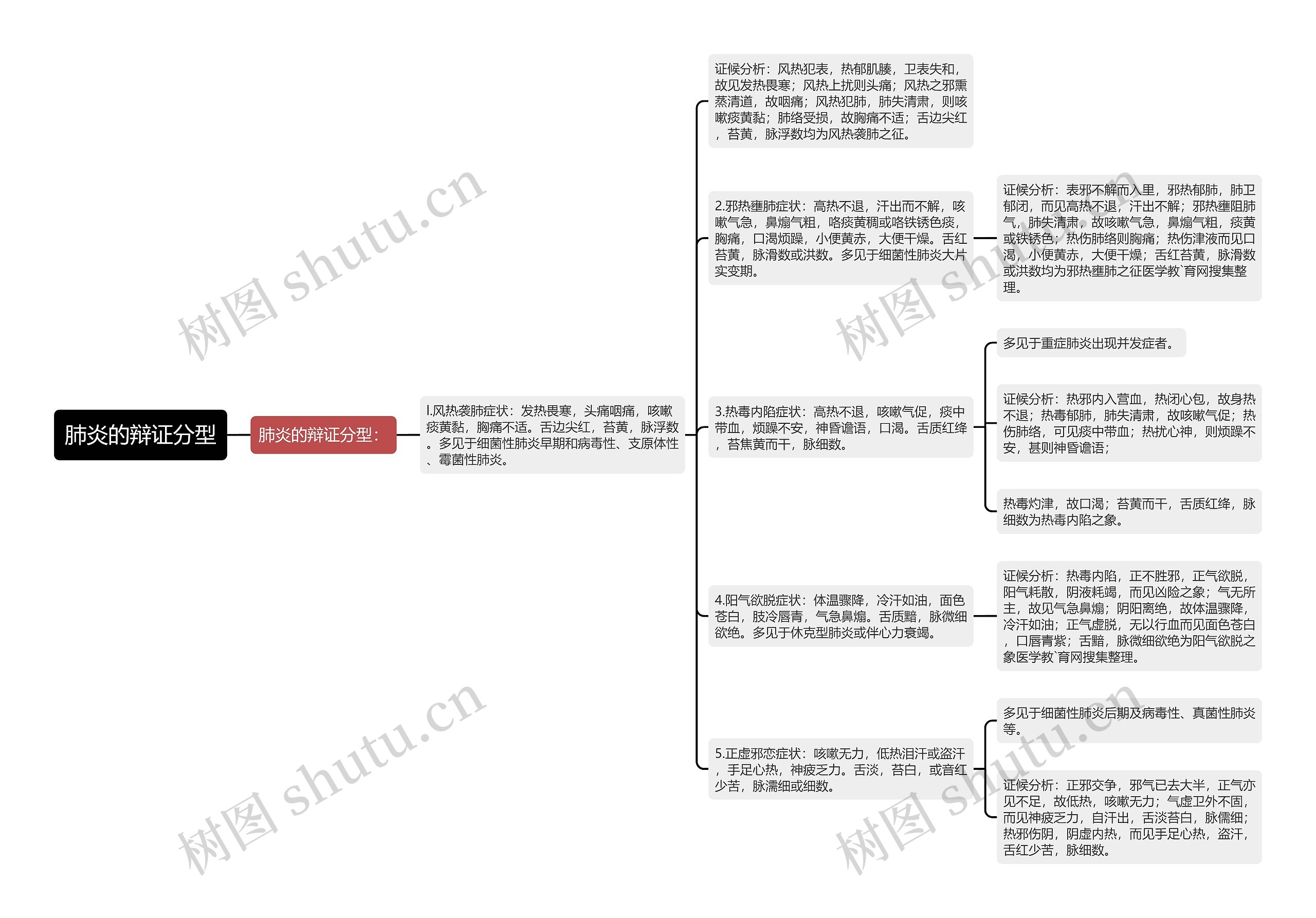 肺炎的辩证分型思维导图