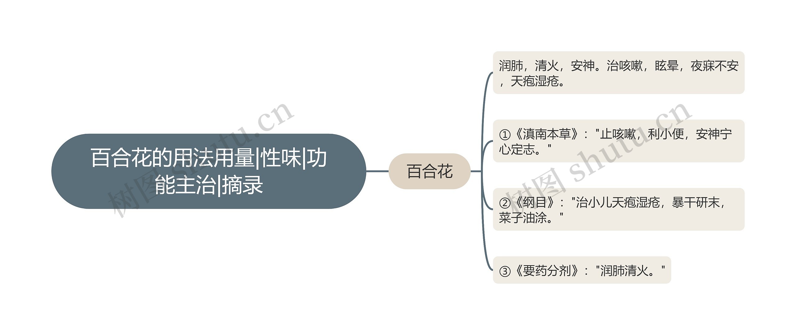 百合花的用法用量|性味|功能主治|摘录思维导图