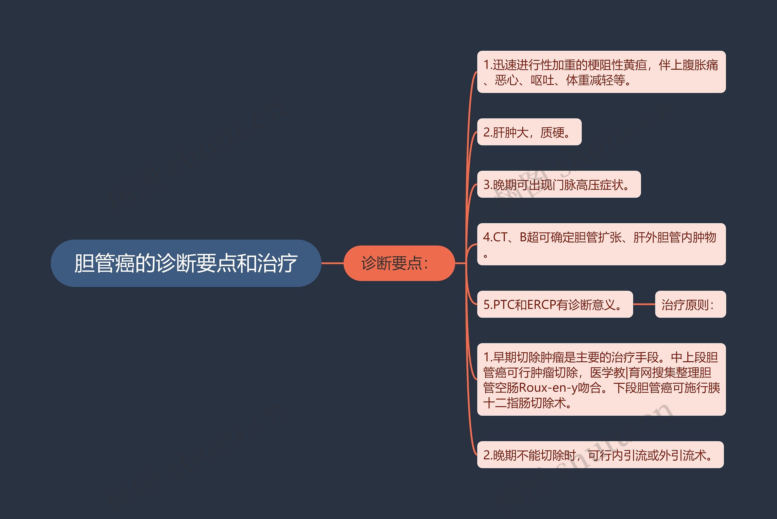 胆管癌的诊断要点和治疗思维导图