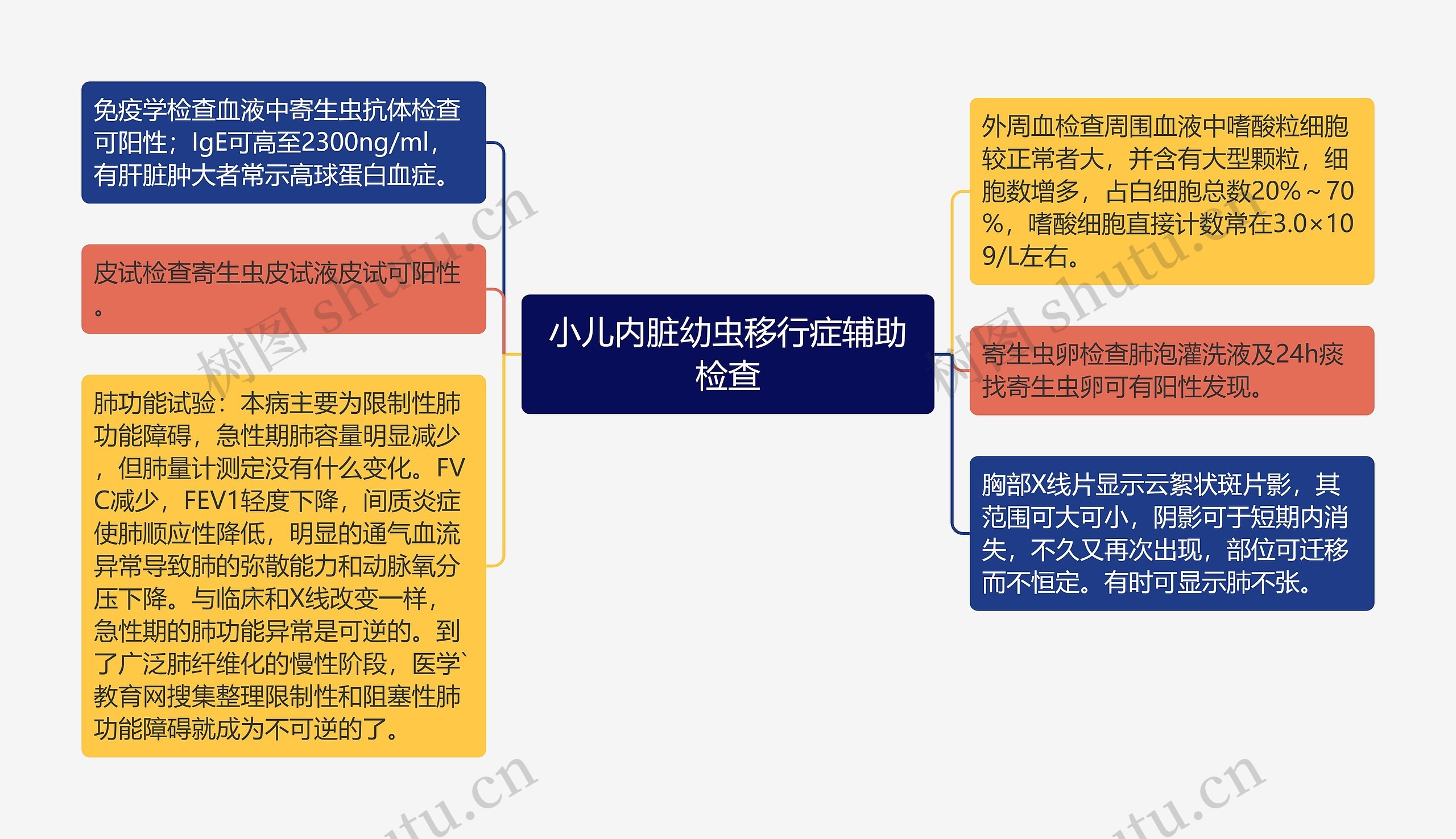 小儿内脏幼虫移行症辅助检查思维导图